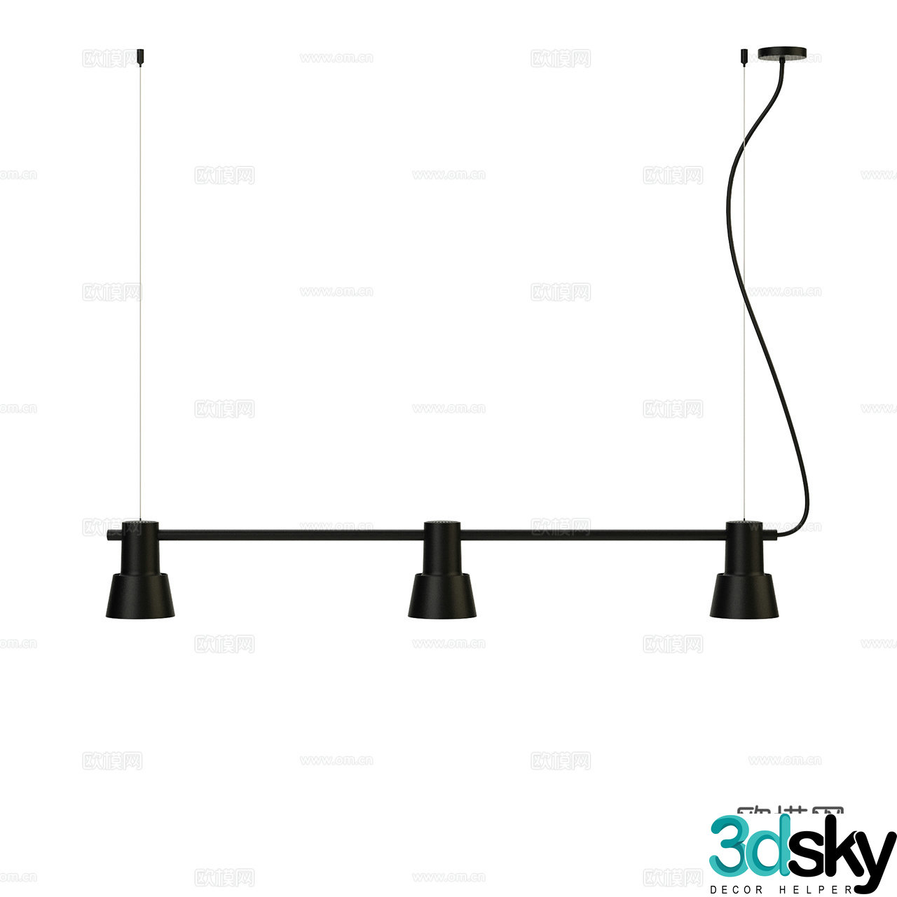 Zero Minimalist Chandelier Decorative Chandelier Multi-head Chandelier Long Strip Chandelier Restaurant Chandelier 3D Model