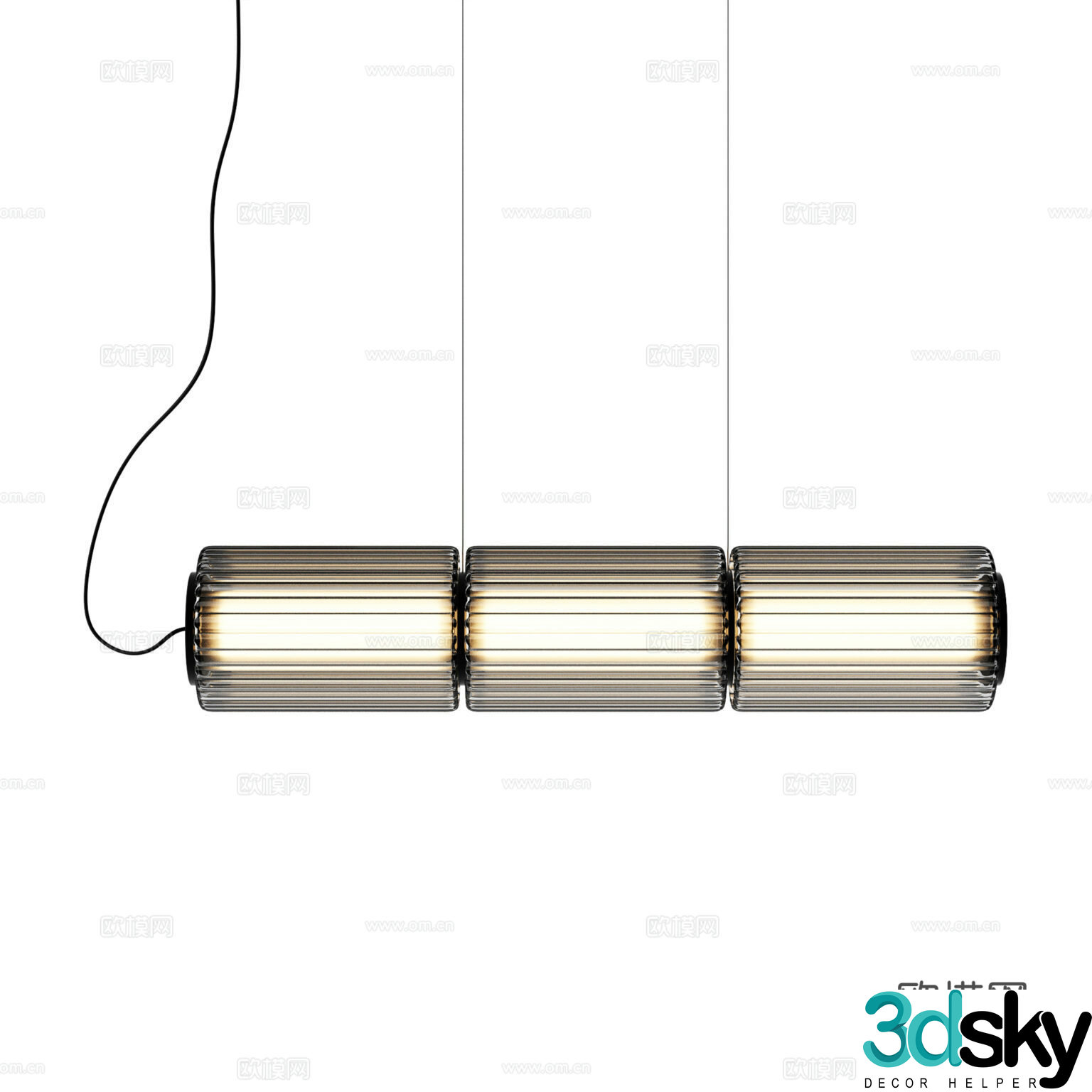 ANDlight Modern Chandeliers Minimalist Chandeliers Glass Chandeliers Long Strip Chandeliers Install 3D Model