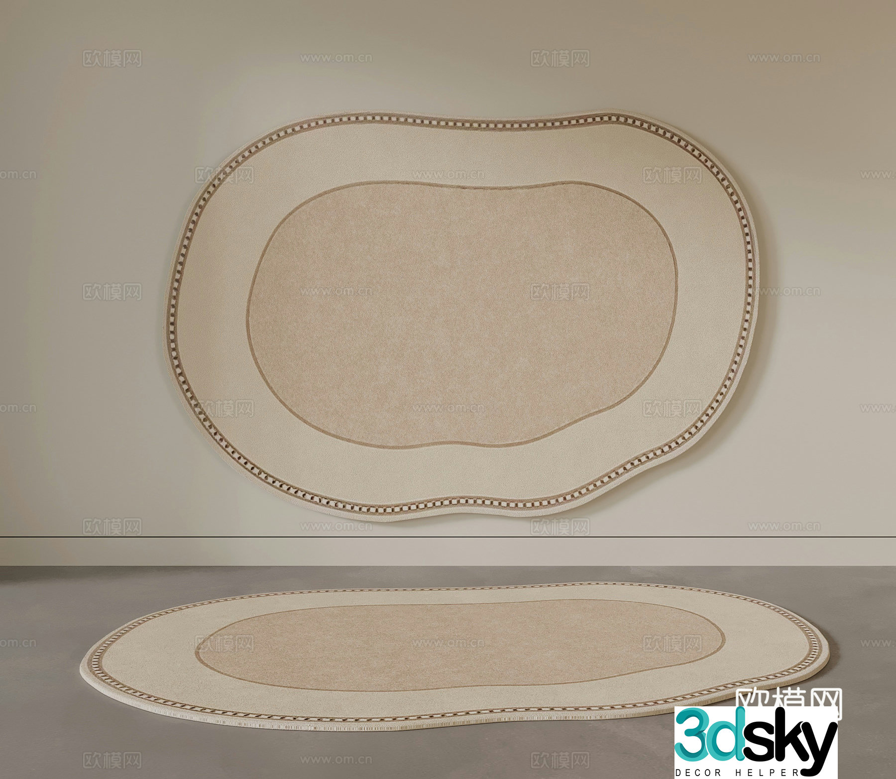 Modern cream style carpet 3d model