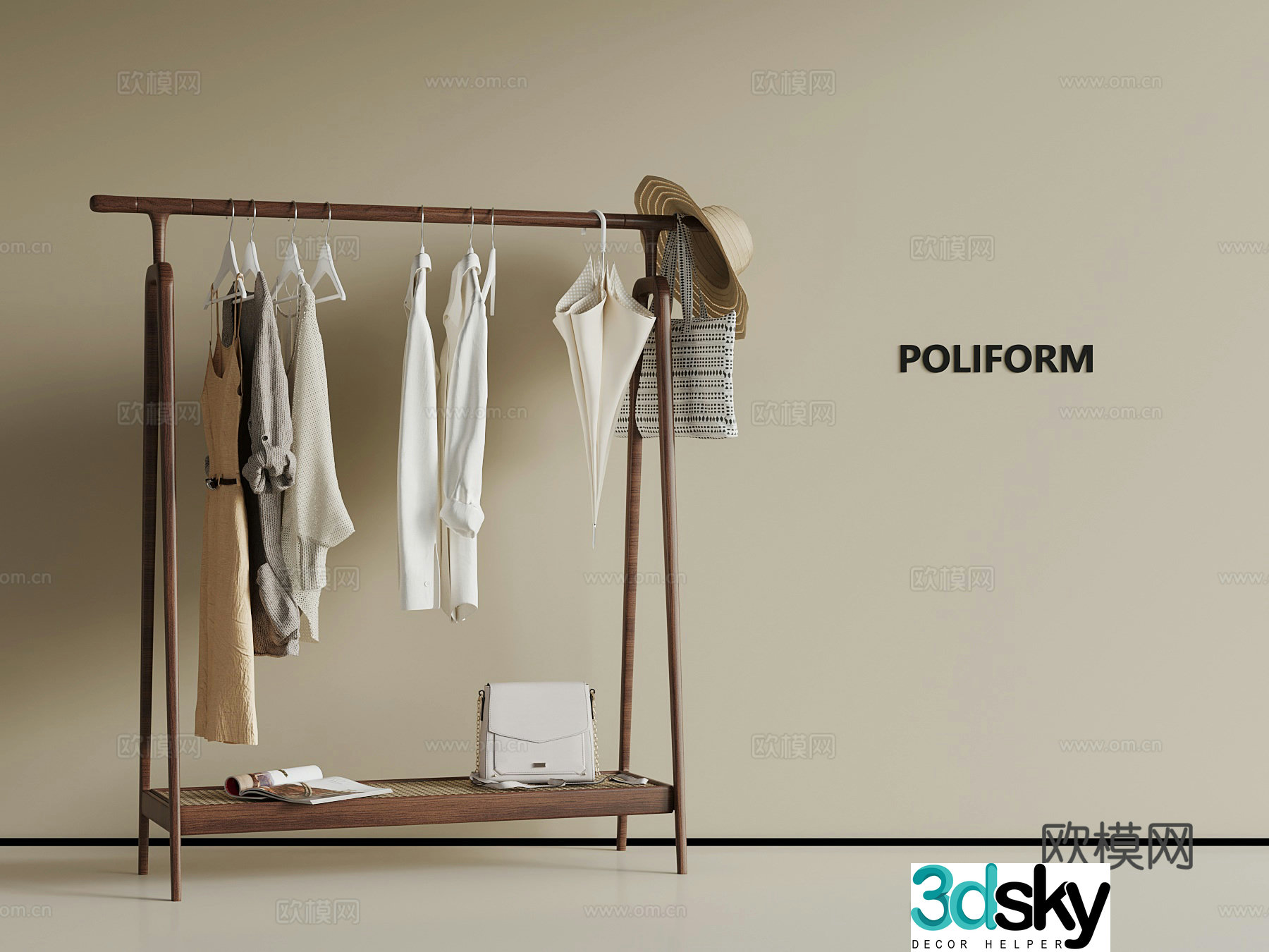Middle-aged windbreaker hanger 3d model