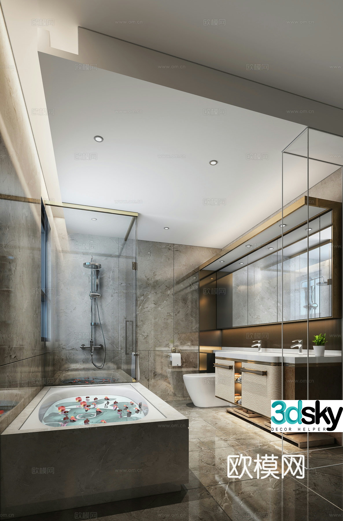 Modern master bedroom bathroom 3d model
