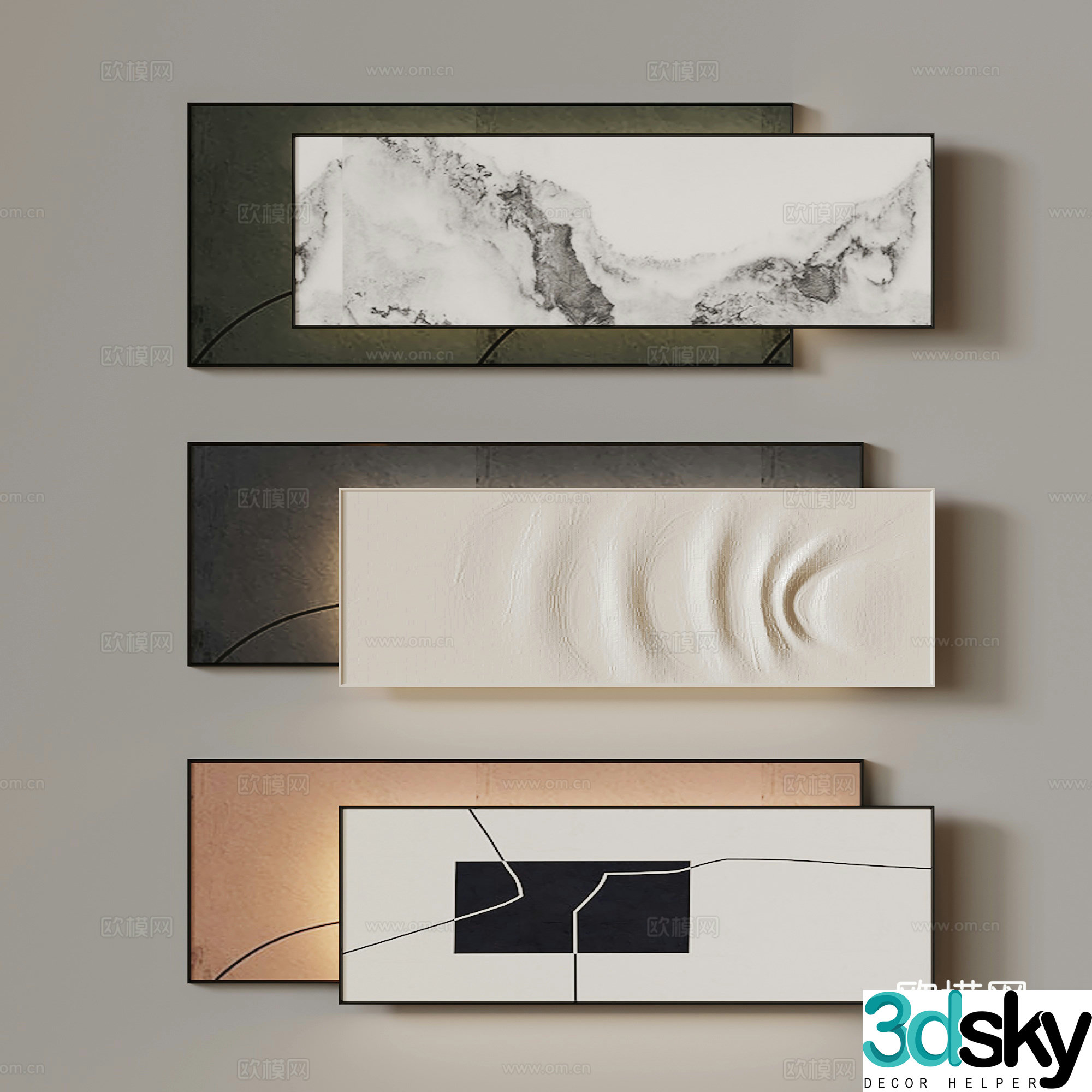 Modern pendant wall decoration decorative painting 3d model