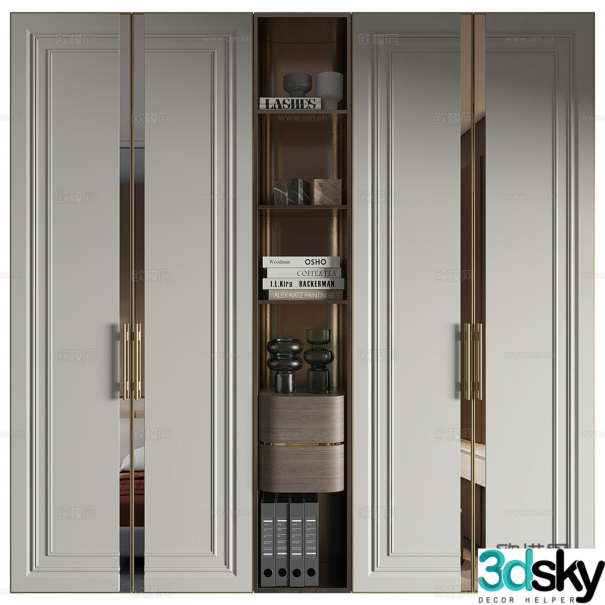 Neoclassical light luxury door wardrobe 3D model