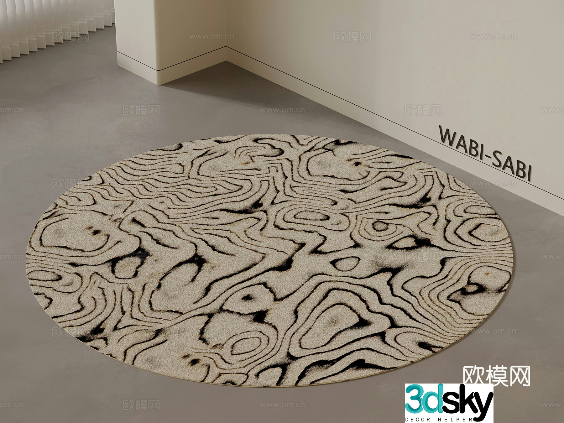 Modern medieval round carpet 3d model