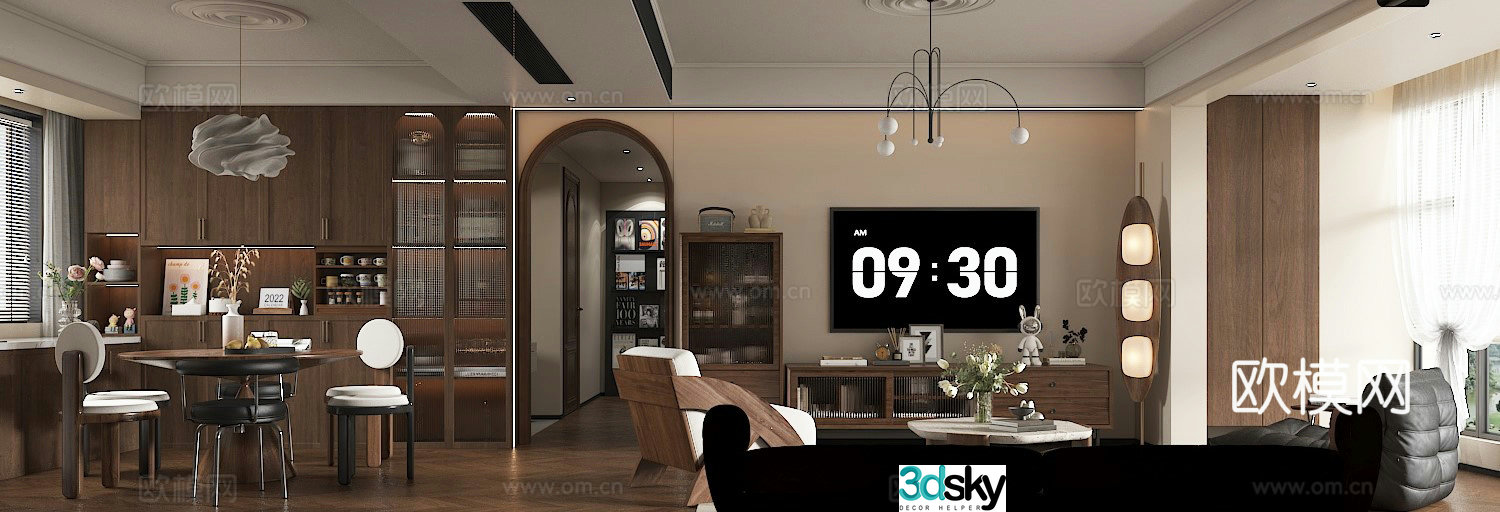 3D model of medieval style living room restaurant
