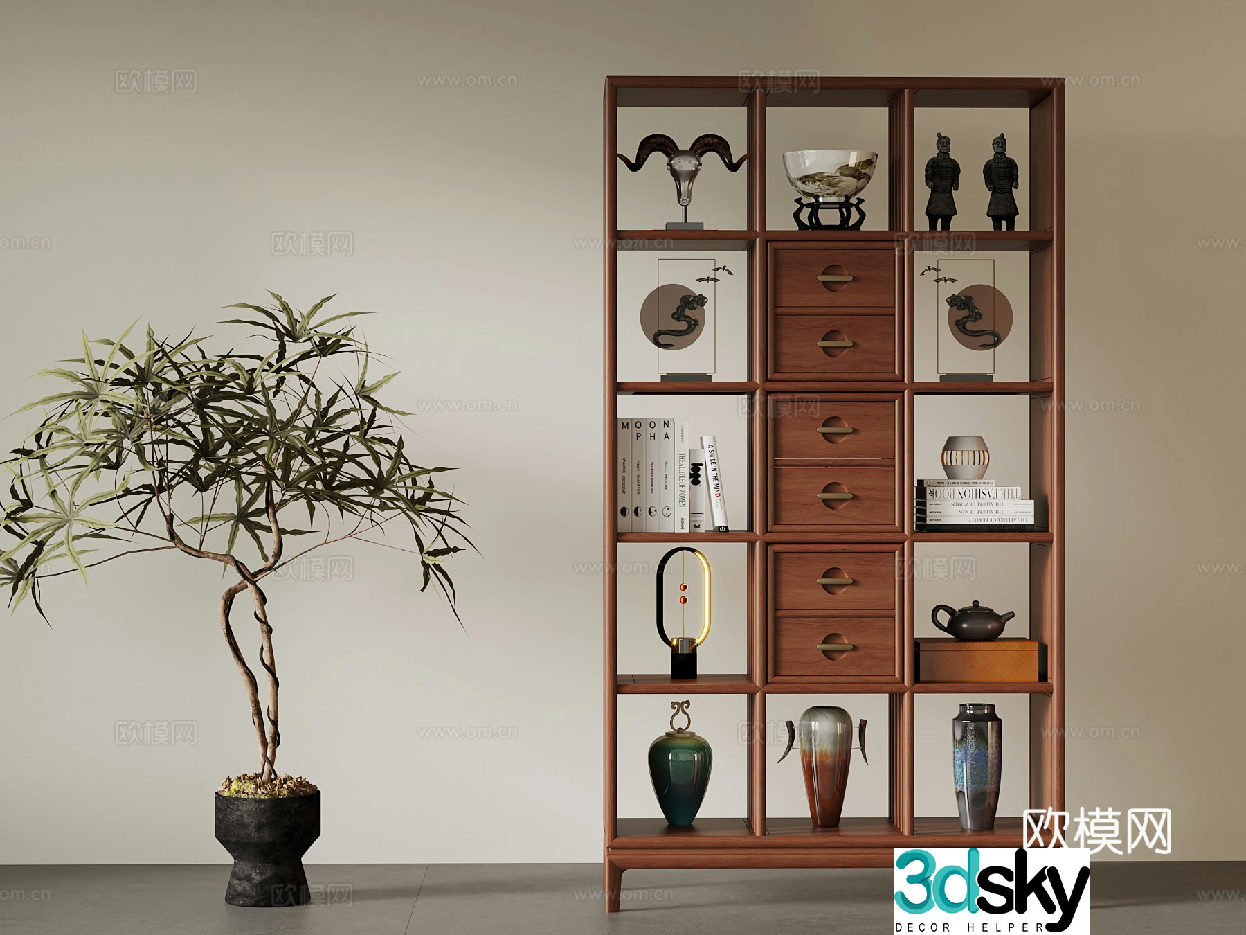 New Chinese style 3D model of Bo Gu shelf