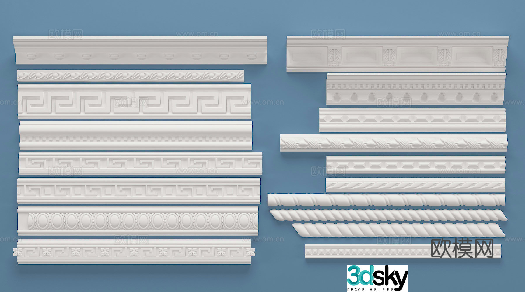European simple gypsum corner line gypsum line component 3D model