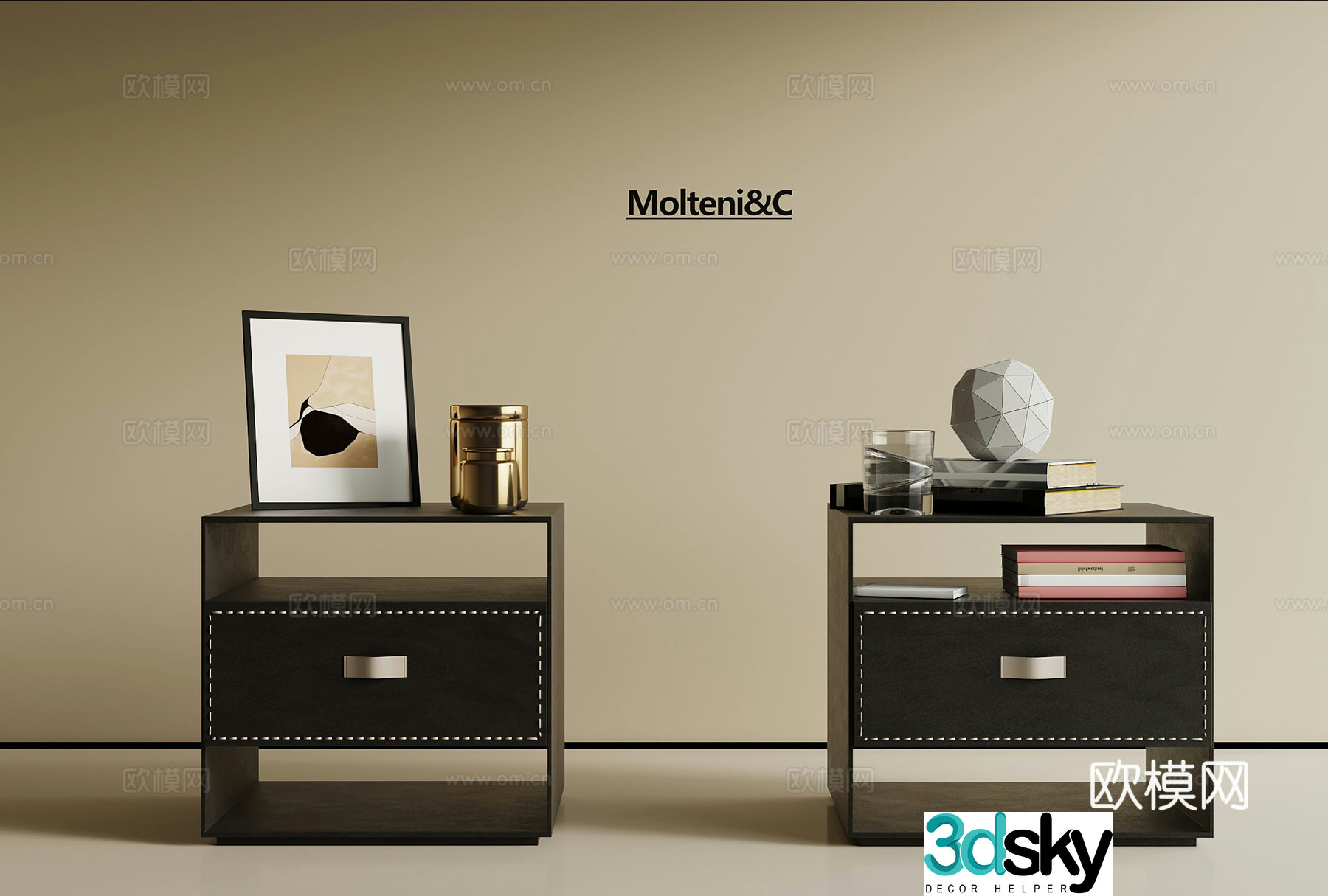 Modern French bedside table ornament 3d model