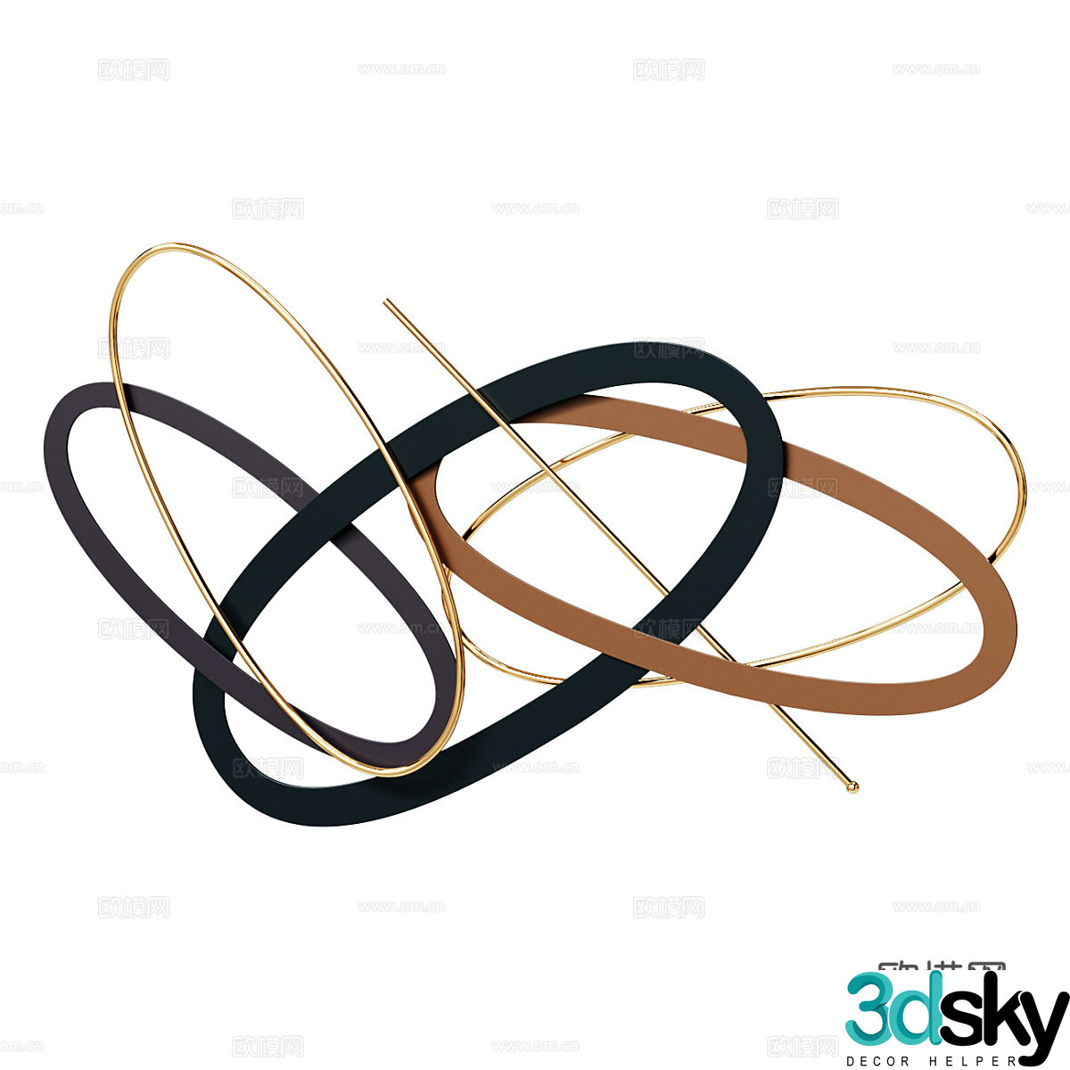 Modern light luxury metal wall decoration pendant 3D model