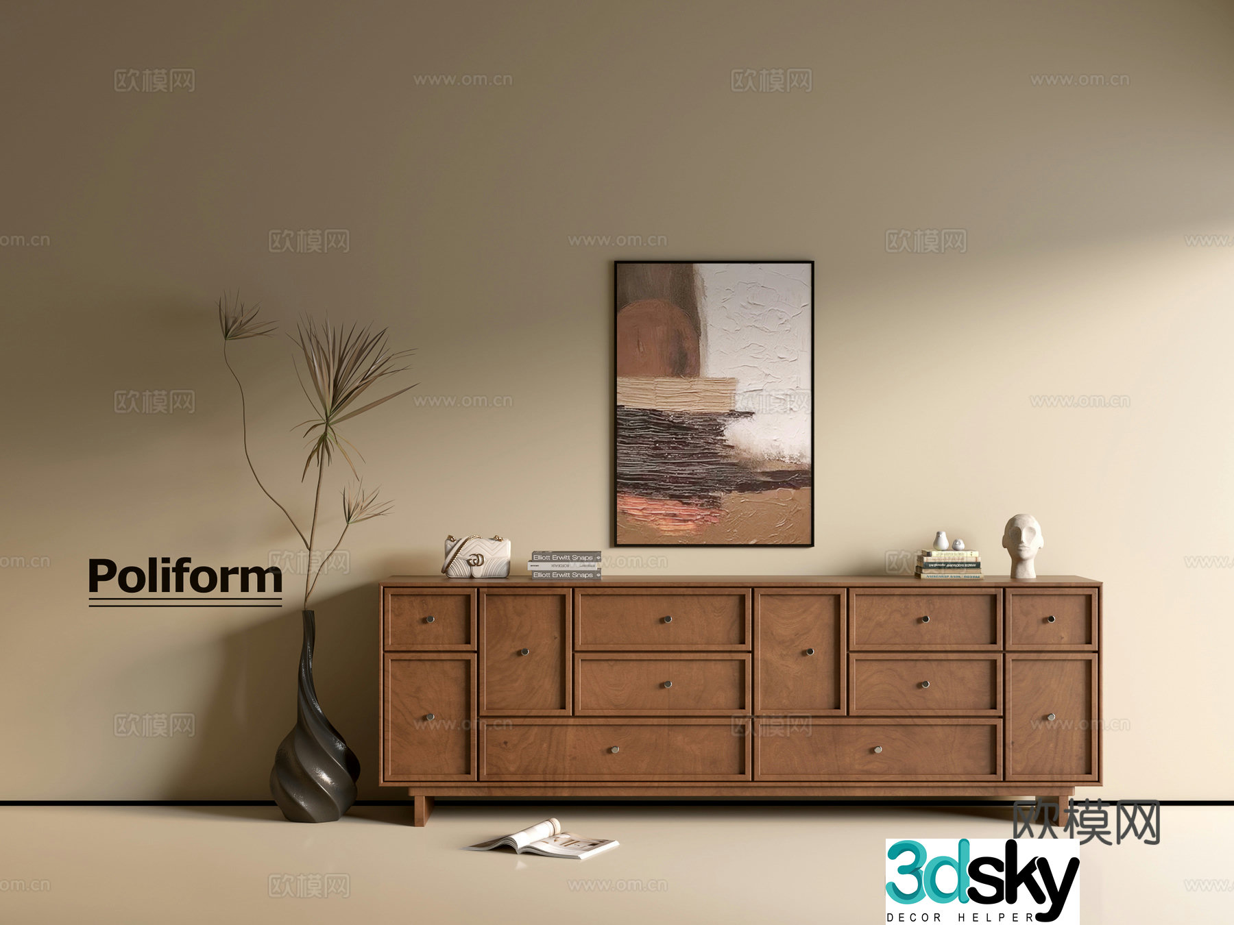 Modern wood grain cabinet ins wind minimalist wind cabinet whole cabinet sideboard balcony cabinet storage 3D model