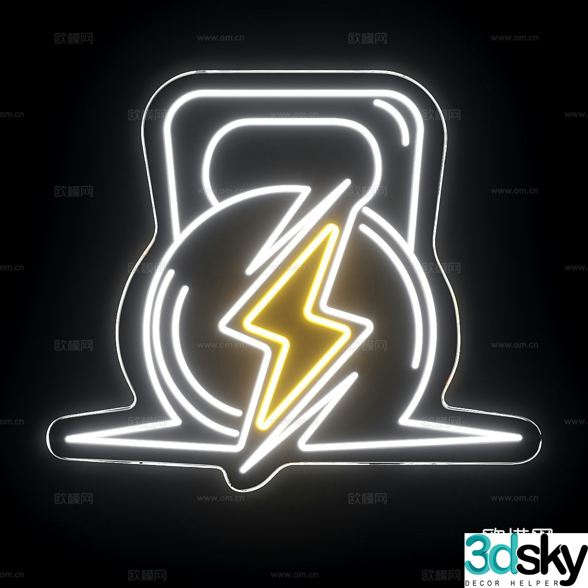 Modern fitness neon sign 3d model