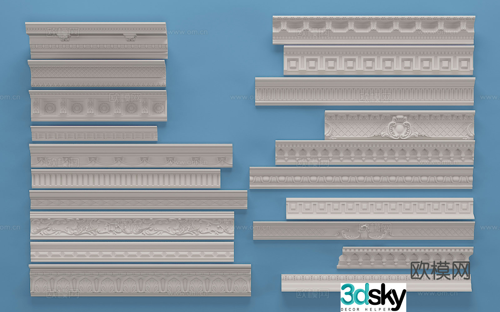 European simple gypsum lines corner lines component 3D model