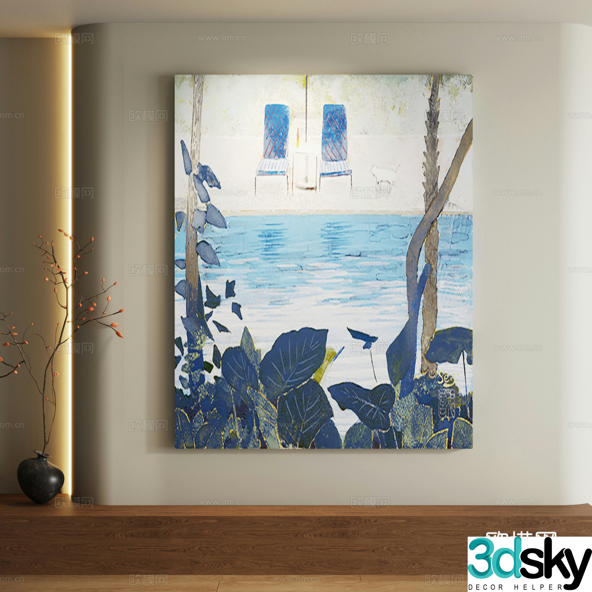 Modern abstract decorative painting 3d model