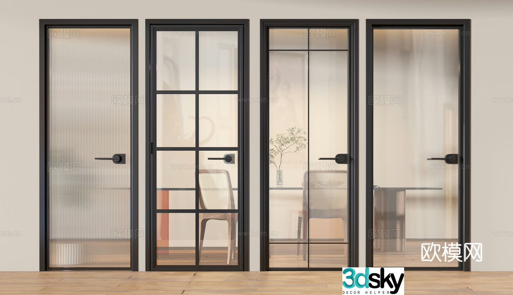 Modern glass door 3d model