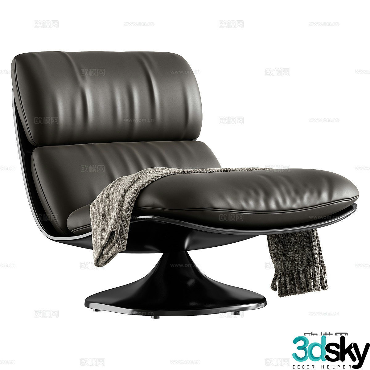 Modern Italian leather lounge chair 3d model
