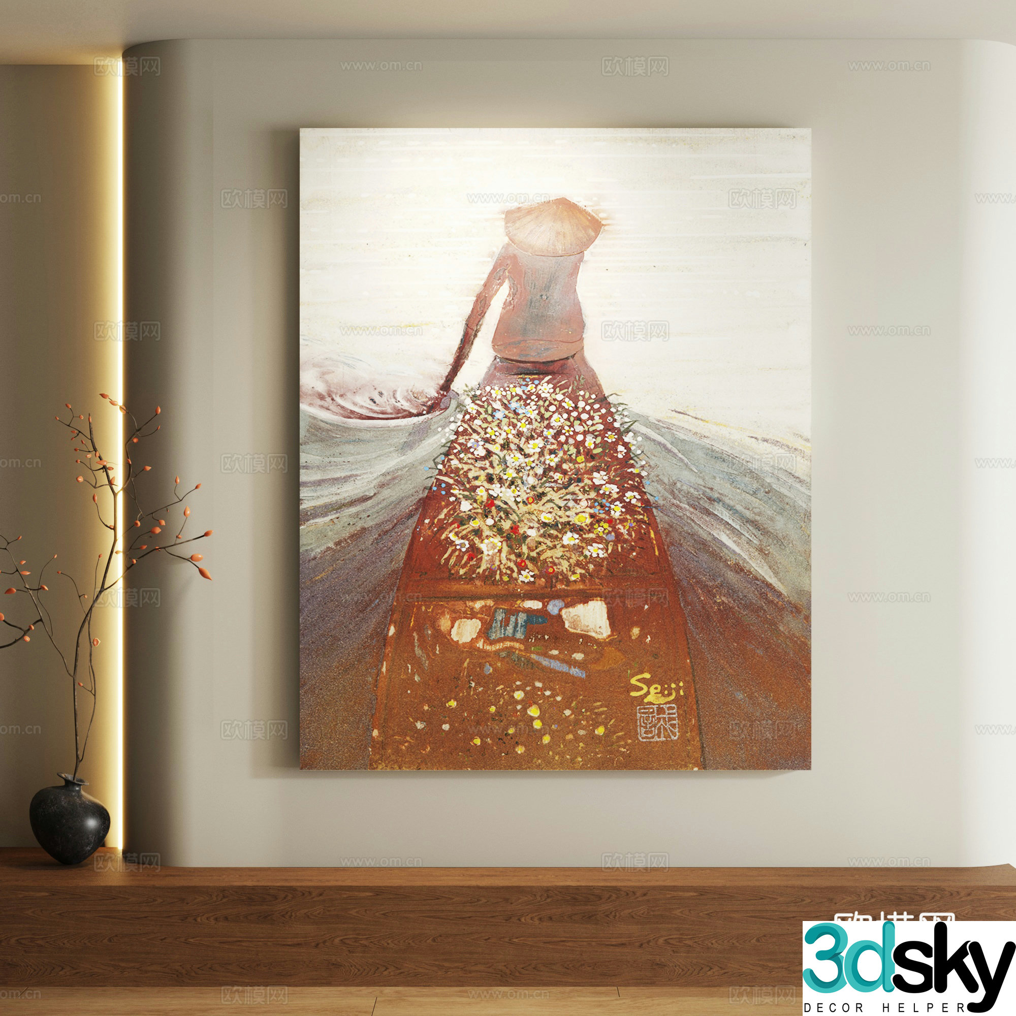 Modern abstract decorative painting 3d model