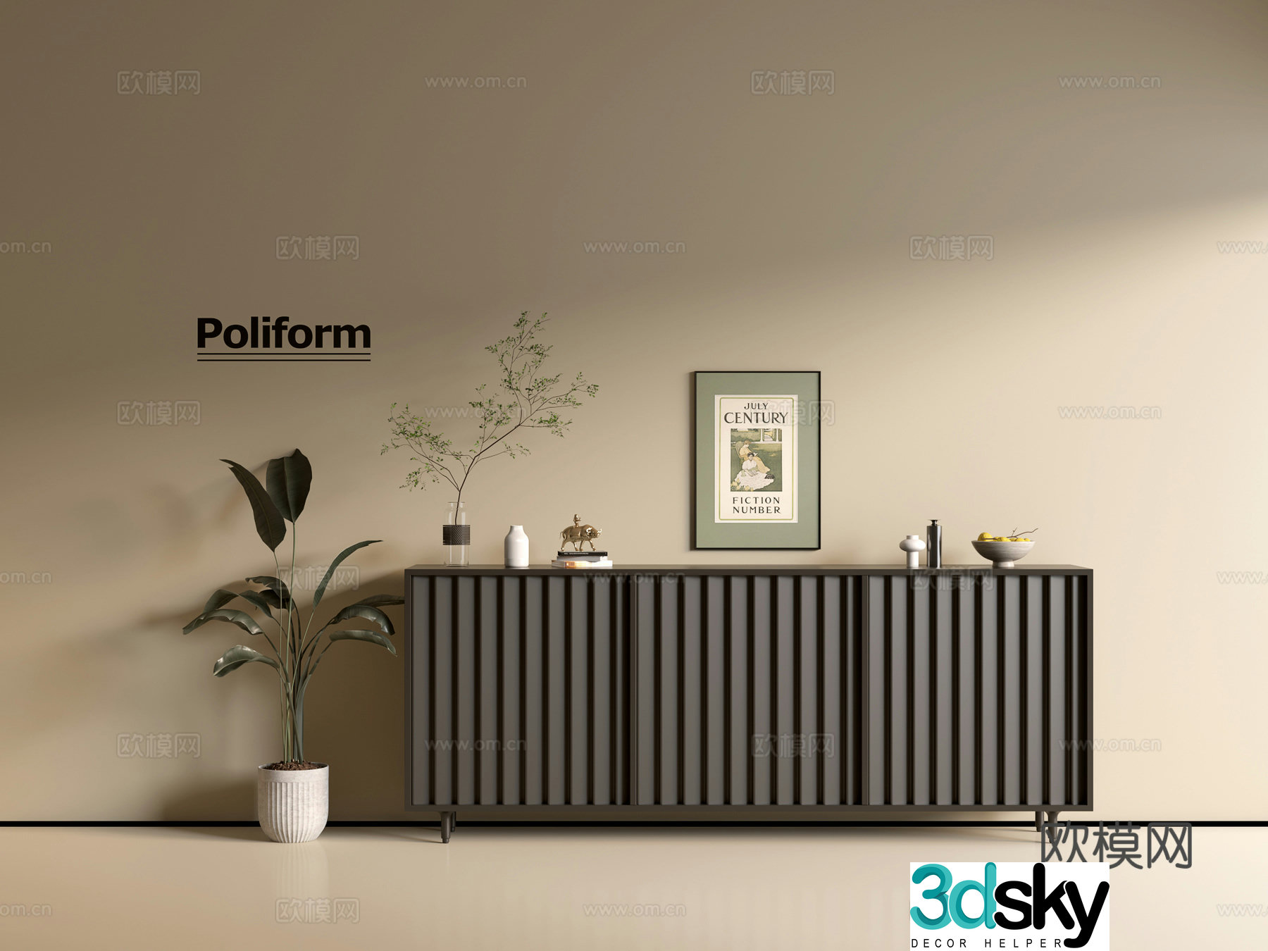 Modern black cabinet ins wind side cabinet chest cabinet low cabinet whole cabinet dining side cabinet balcony cabinet 3d model
