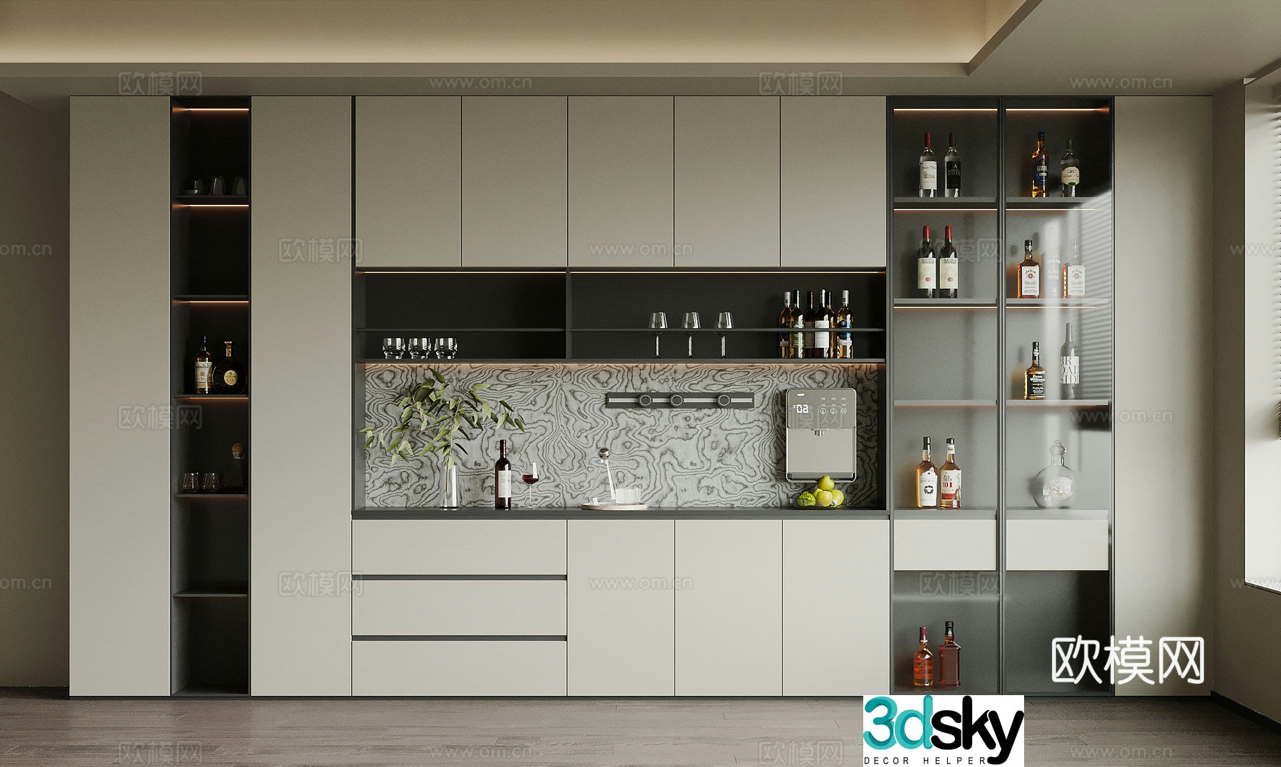 Modern wine cabinet 3d model