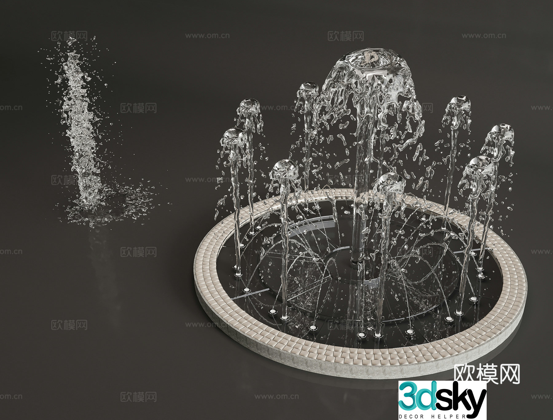 Modern fountain waterscape 3d model