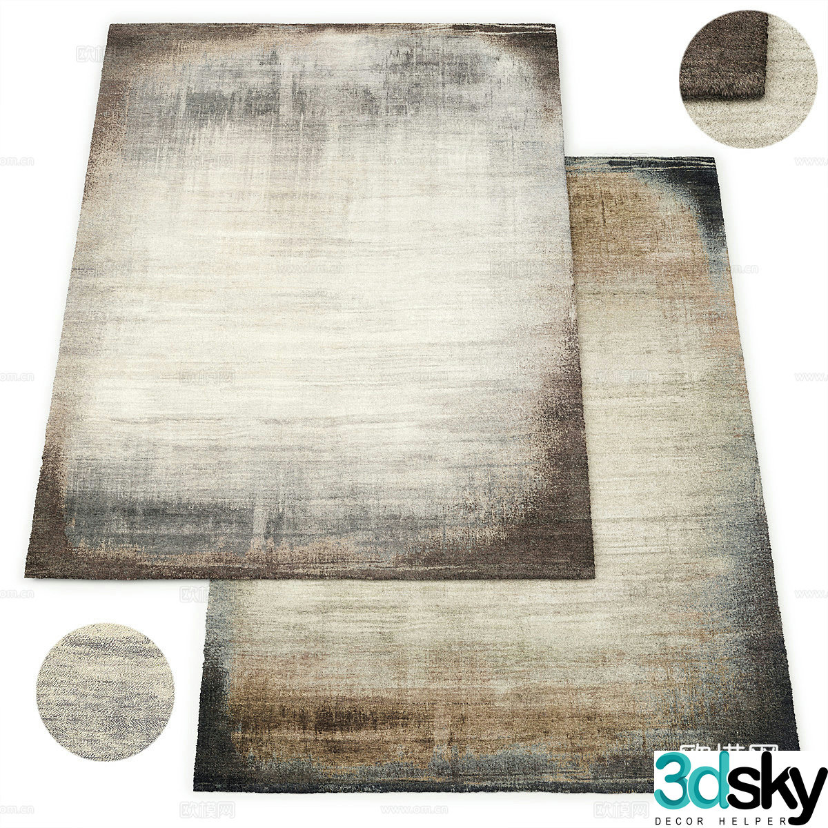 Modern Italian wool fabric carpet 3d model