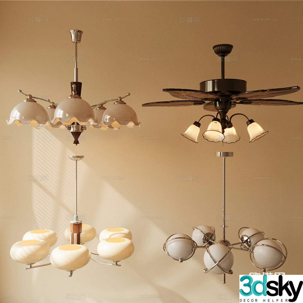 Medium chandeliers retro lighting French chandeliers 3d model