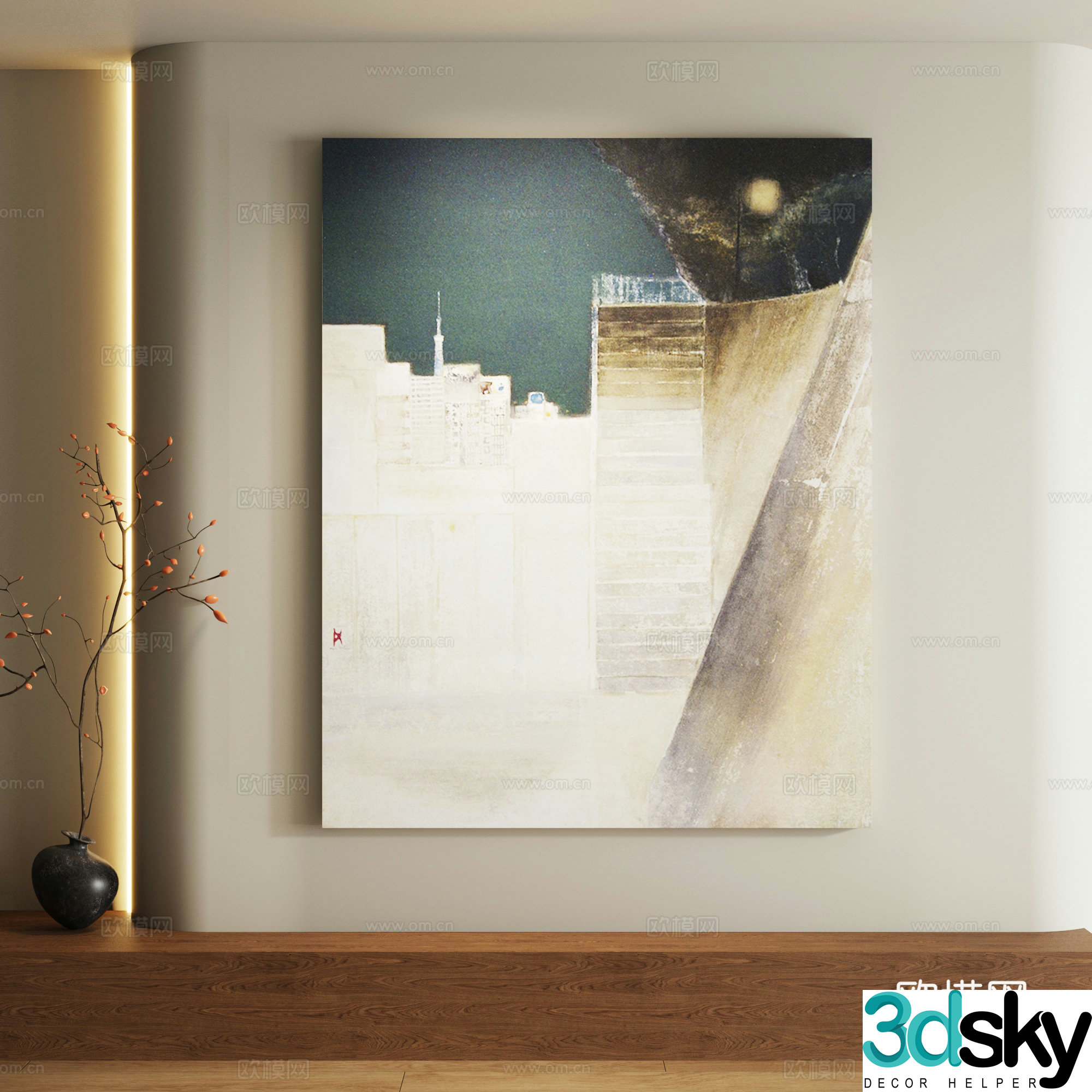 Modern abstract decorative painting 3d model