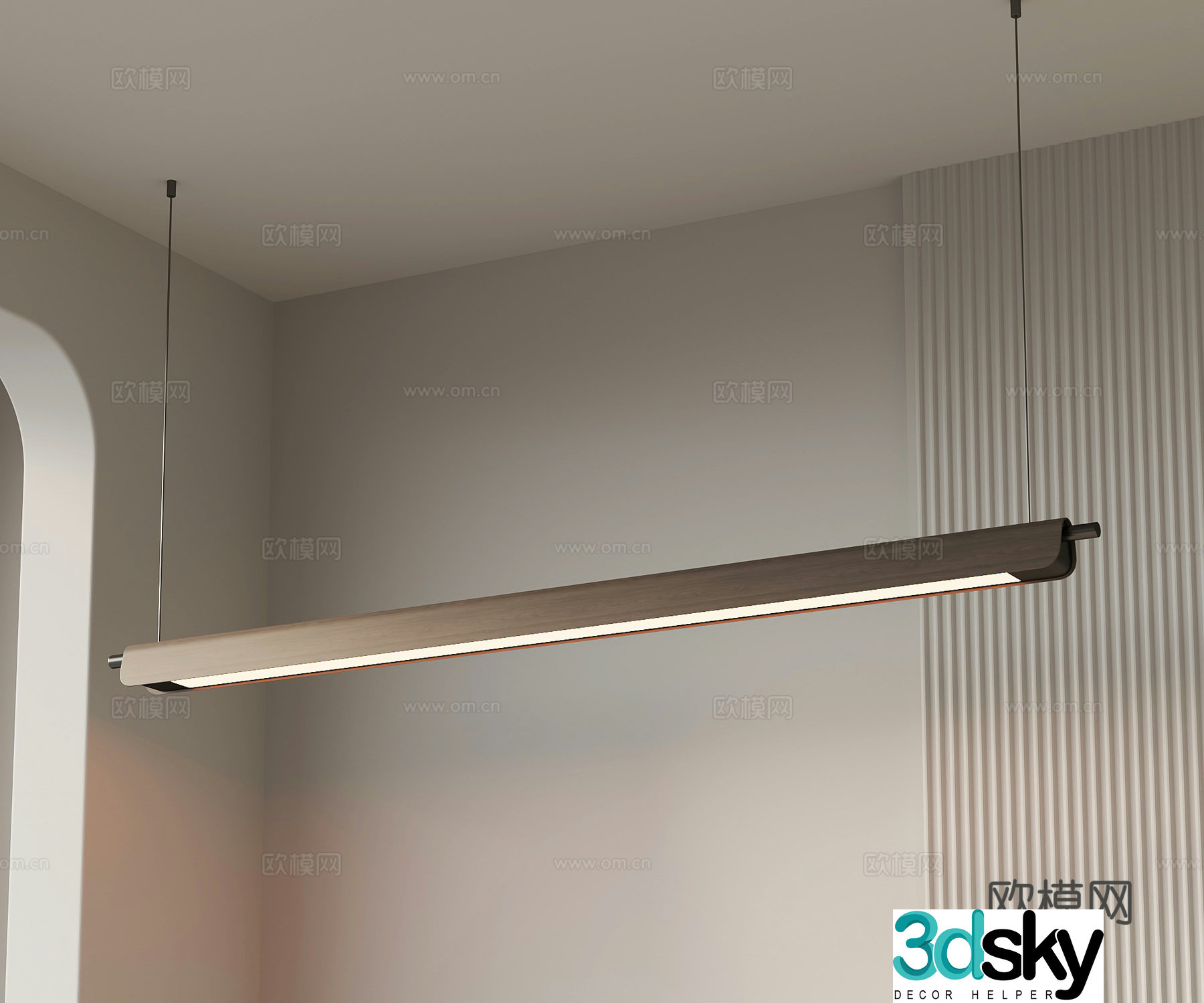 Modern Italian Chandelier Long Strip Chandelier 3D Model