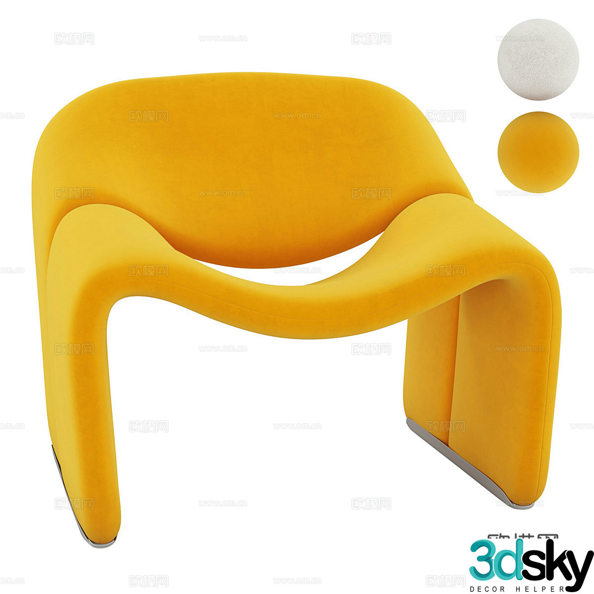 Modern Italian fabric sofa chair 3d model