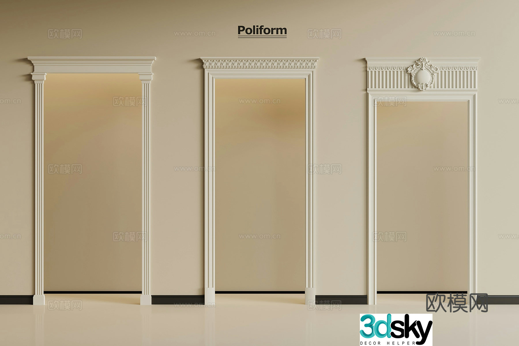 French door cover doorway 3D model