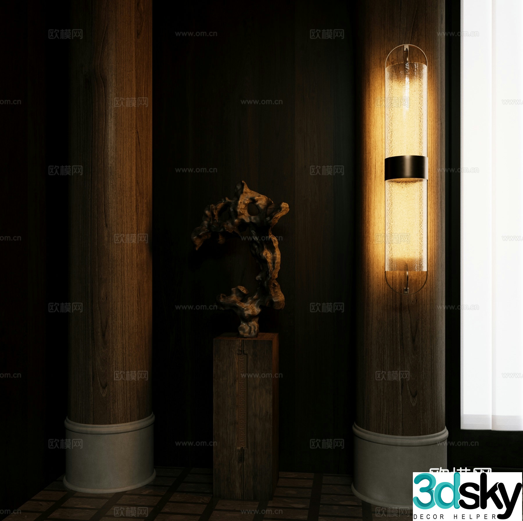 New Chinese wall light 3D model