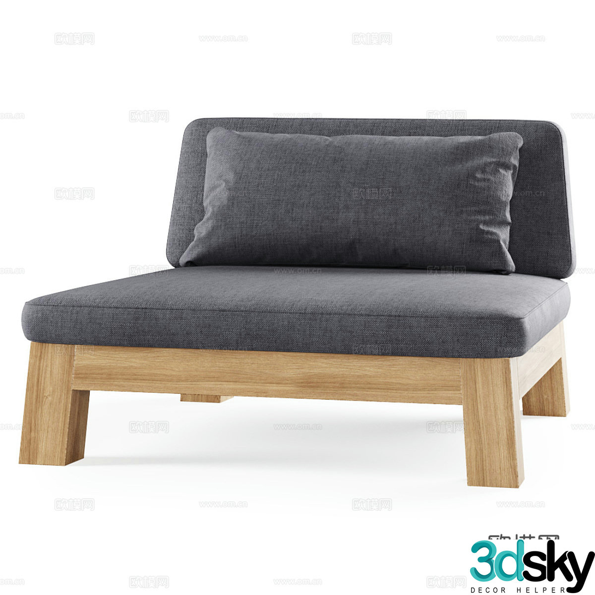 Modern Italian wooden fabric sofa chair 3d model
