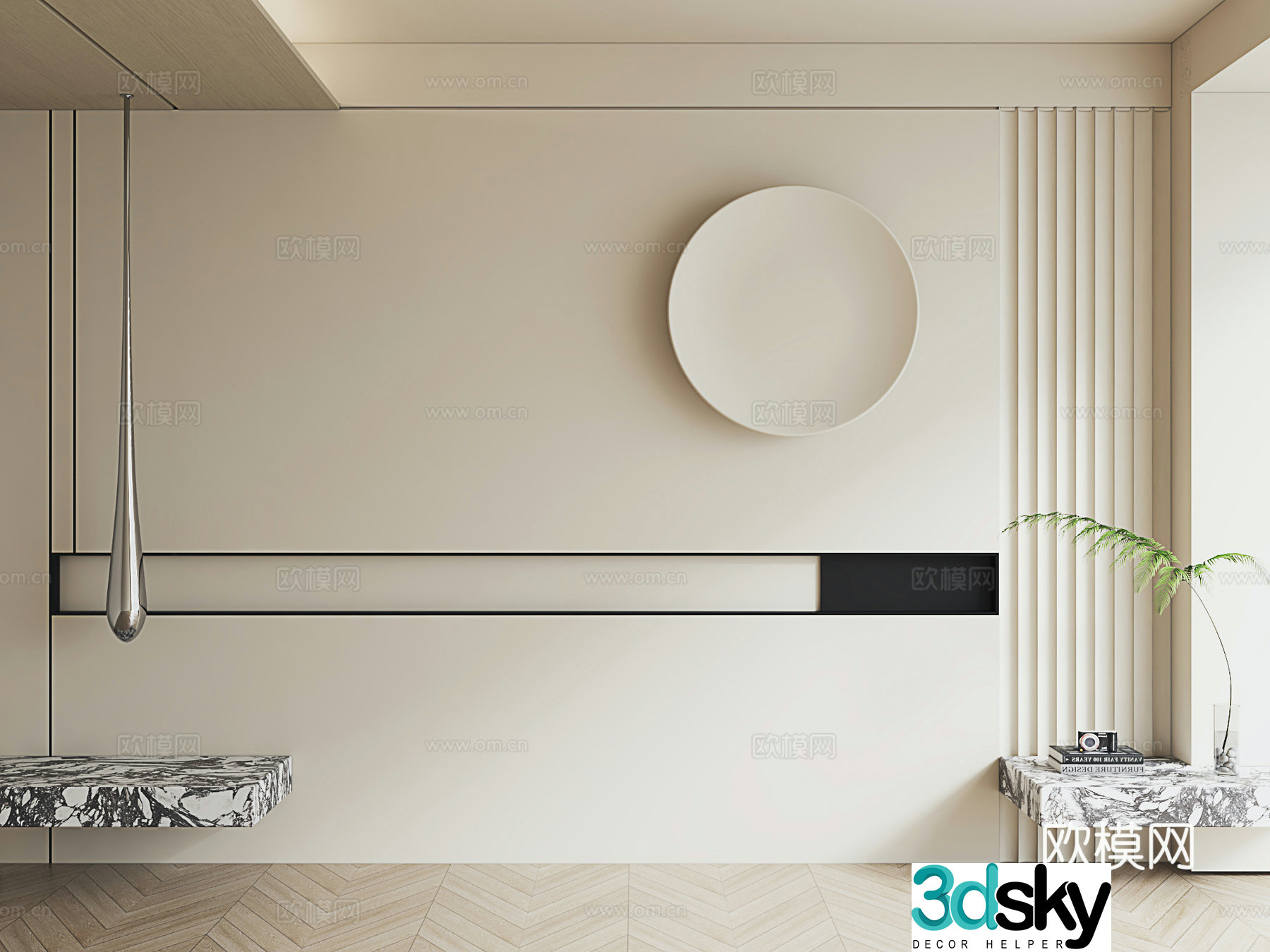 Modern bedside background wall Simple bedside background wall 3d model