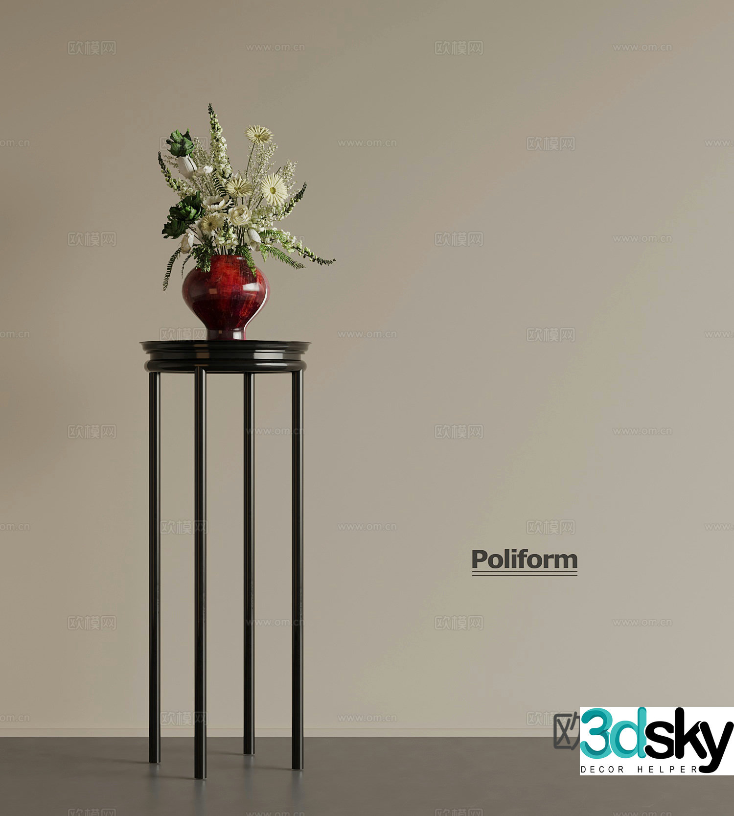 New Chinese vase flower stand 3D model