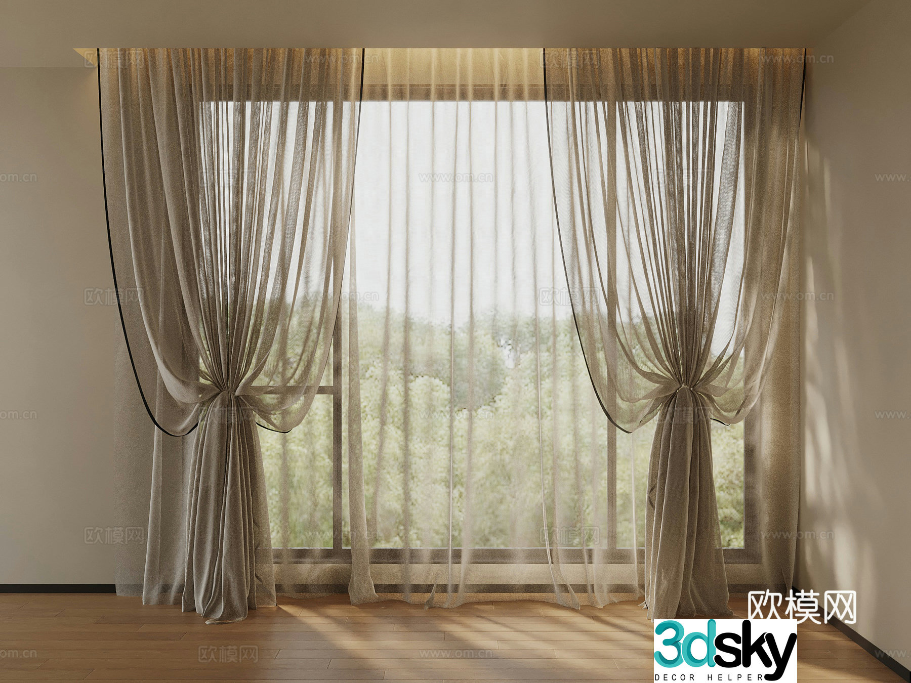 Modern curtain gauze curtain 3d model