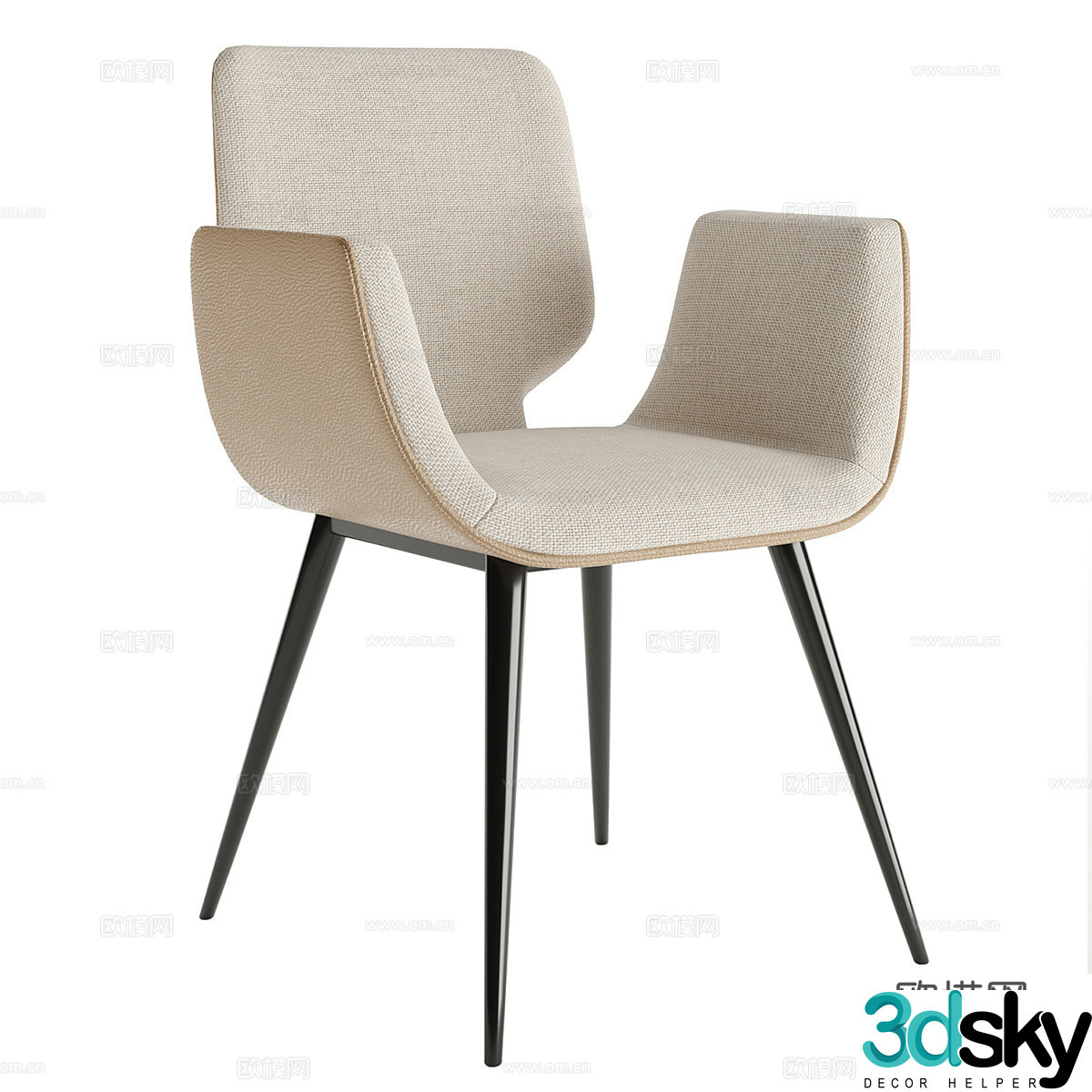 Modern Italian fabric leather single chair 3d model
