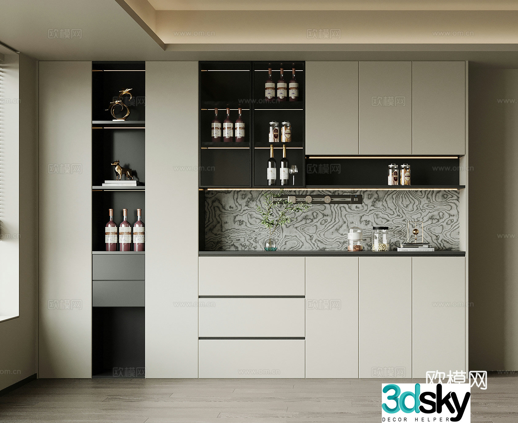 Modern sideboard wine cabinet 3d model