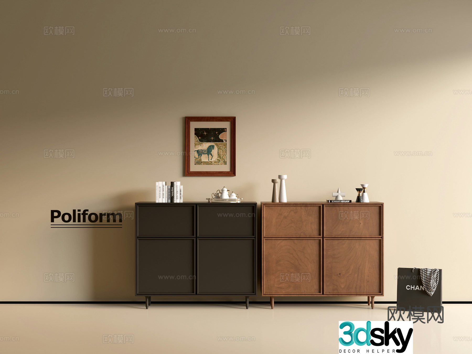 Modern wood grain cabinet ins wind minimalist wind cabinet whole cabinet sideboard balcony cabinet storage 3D model