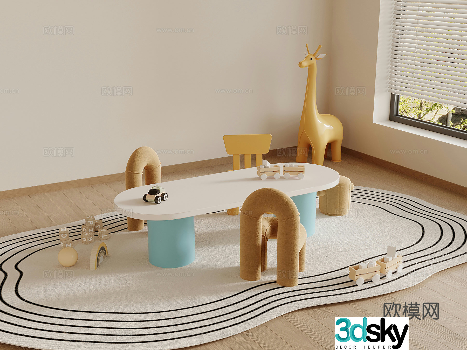 Modern children’s entertainment table 3d model