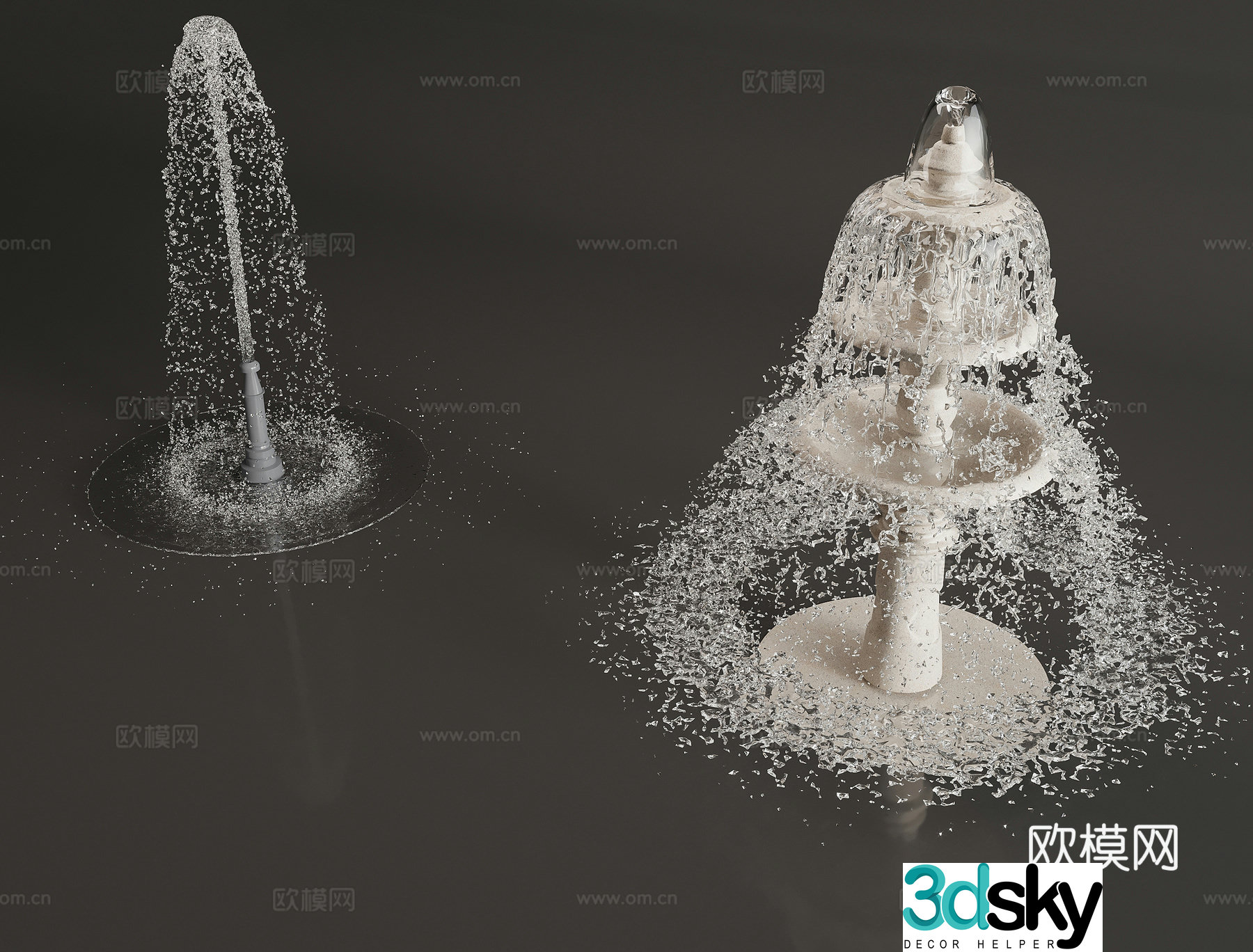 Modern fountain waterscape 3d model
