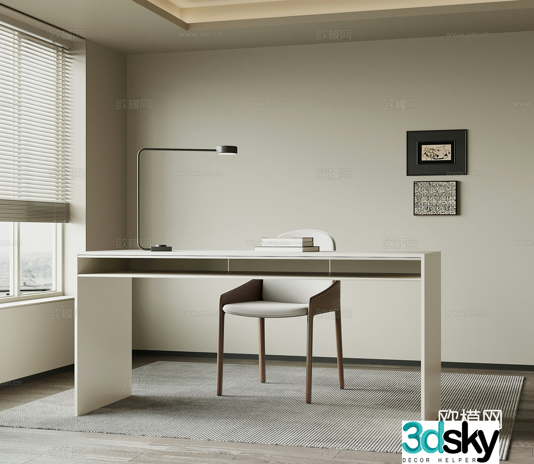 Modern Italian desk and chair Learning desk and chair 3d model