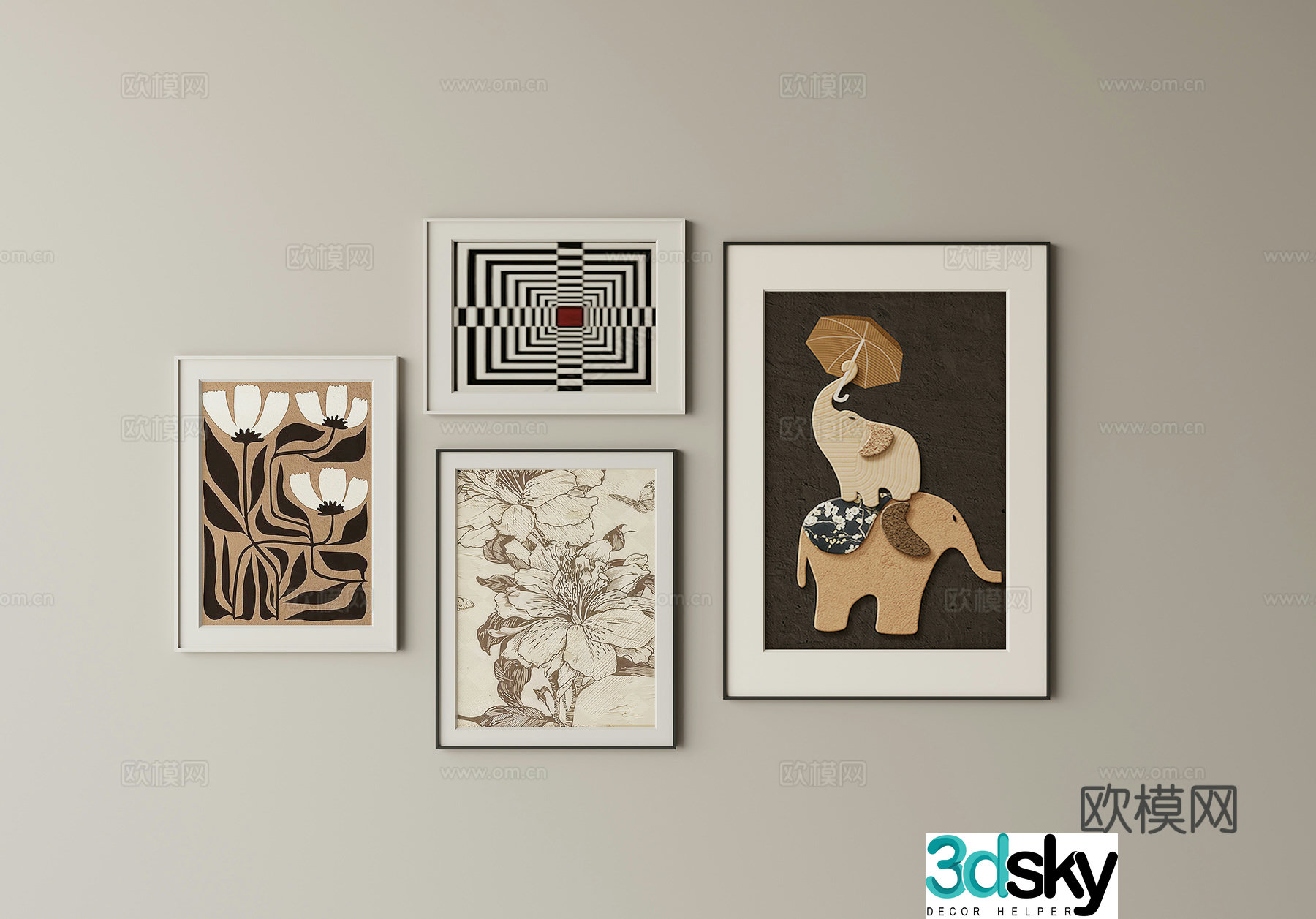 3D model of medieval combination hanging paintings