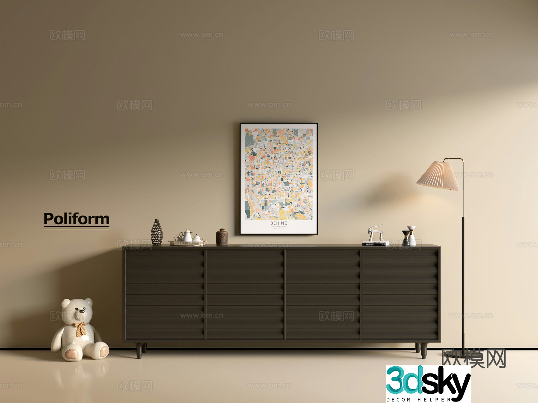 Modern black cabinet ins wind side cabinet chest cabinet low cabinet whole cabinet dining side cabinet balcony cabinet 3d model