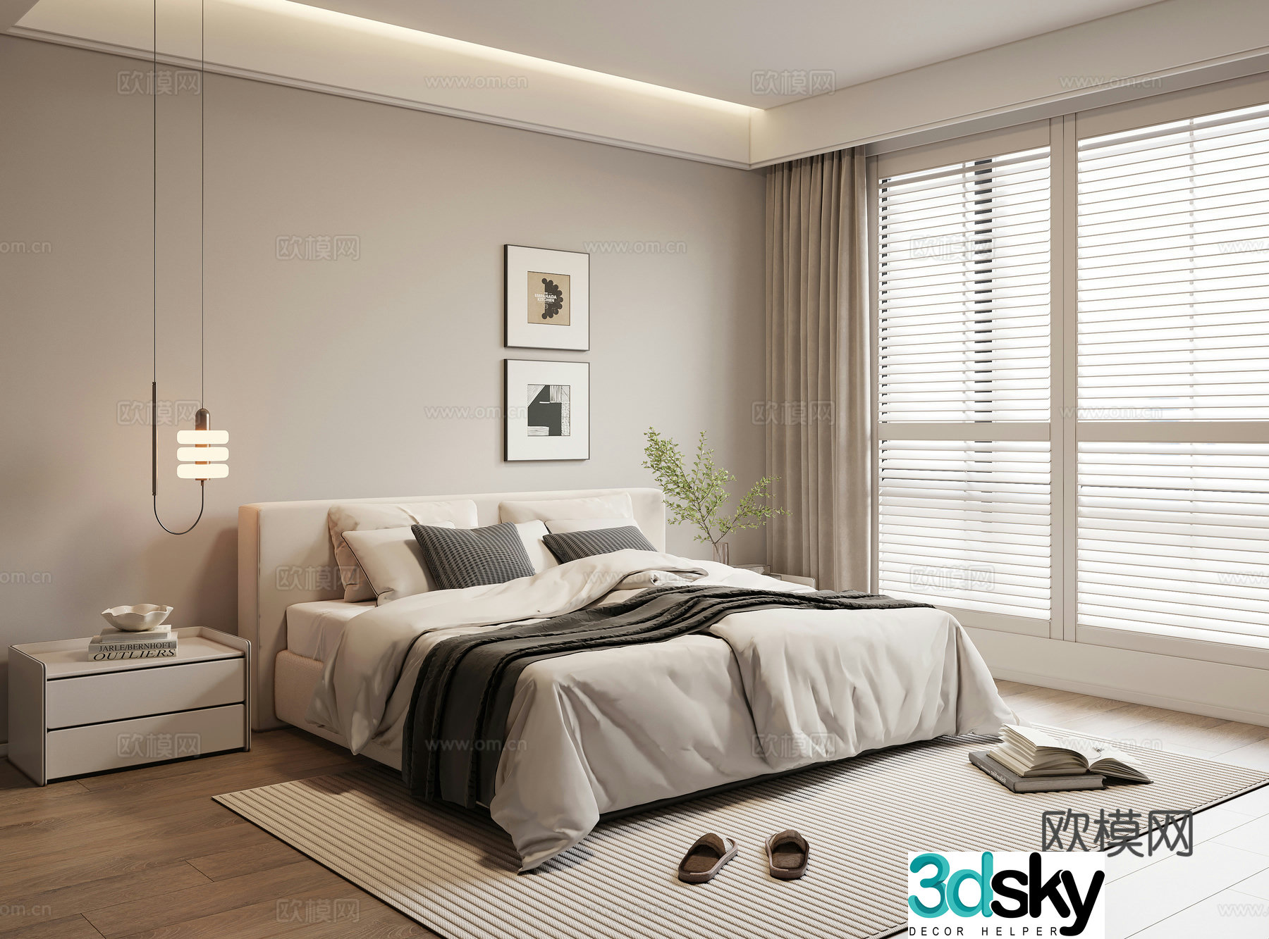Modern bedroom Wasabi bedroom second bedroom double bed 3d model