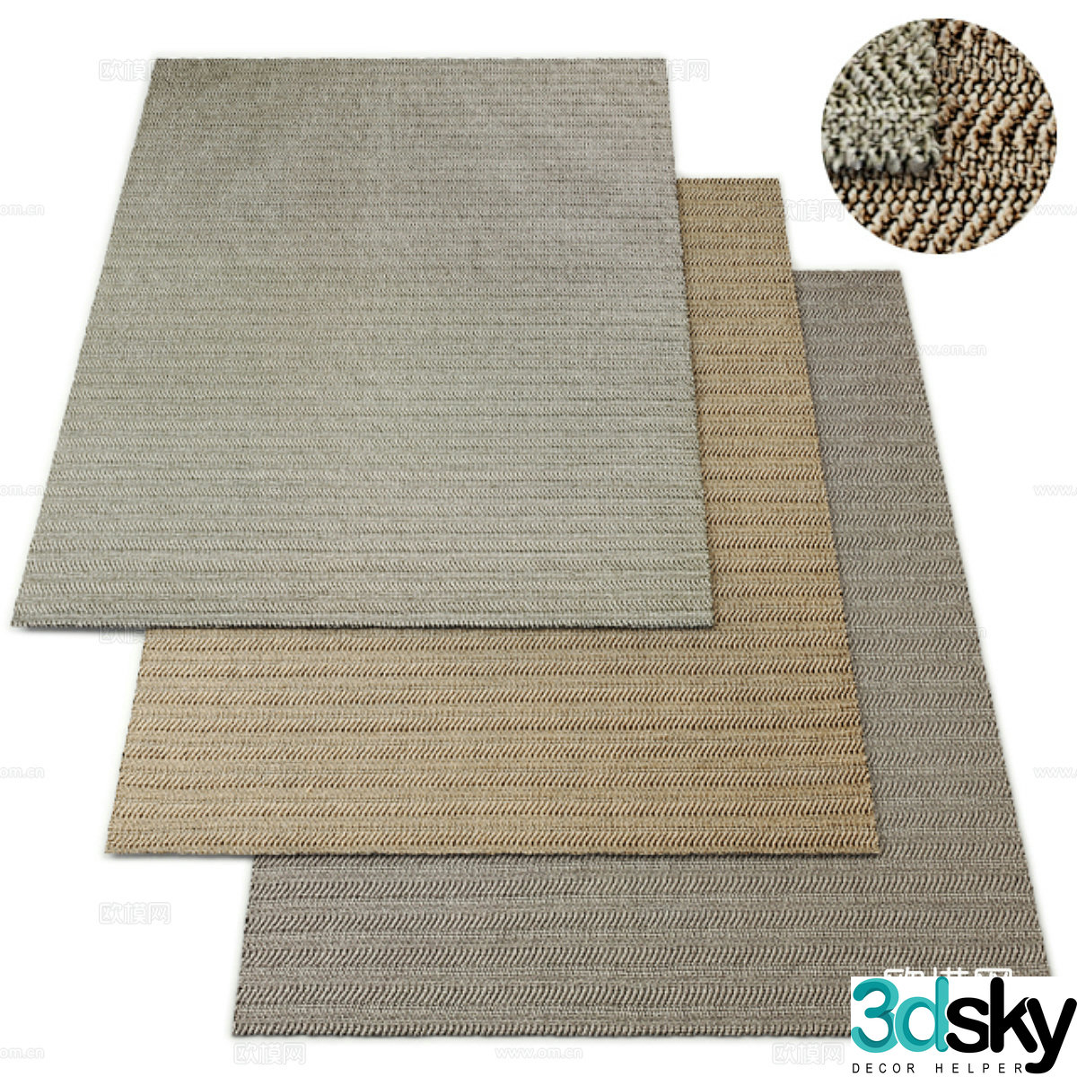 New Chinese rattan fabric carpet 3D model
