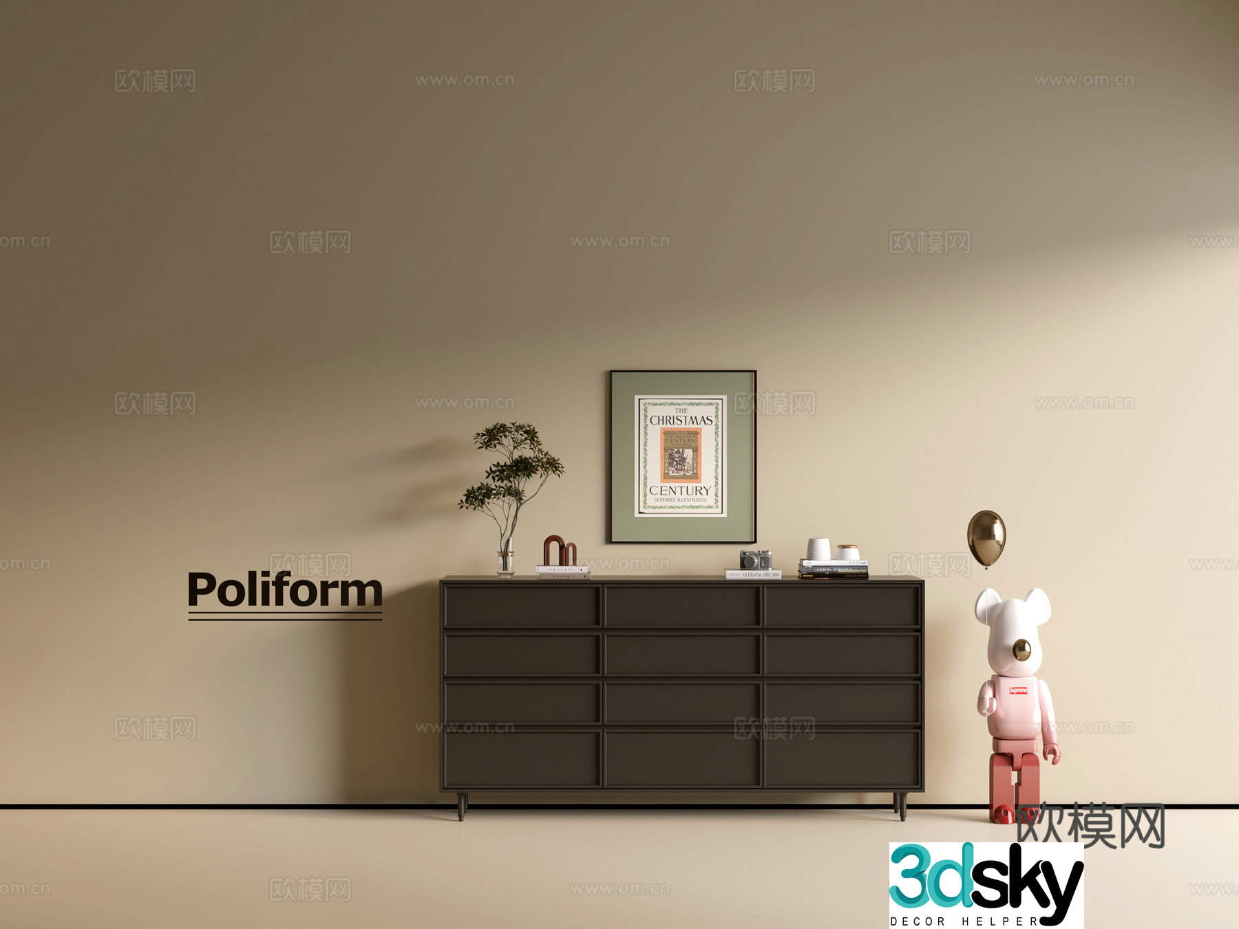Modern black cabinet ins wind side cabinet chest cabinet low cabinet whole cabinet dining side cabinet balcony cabinet 3d model