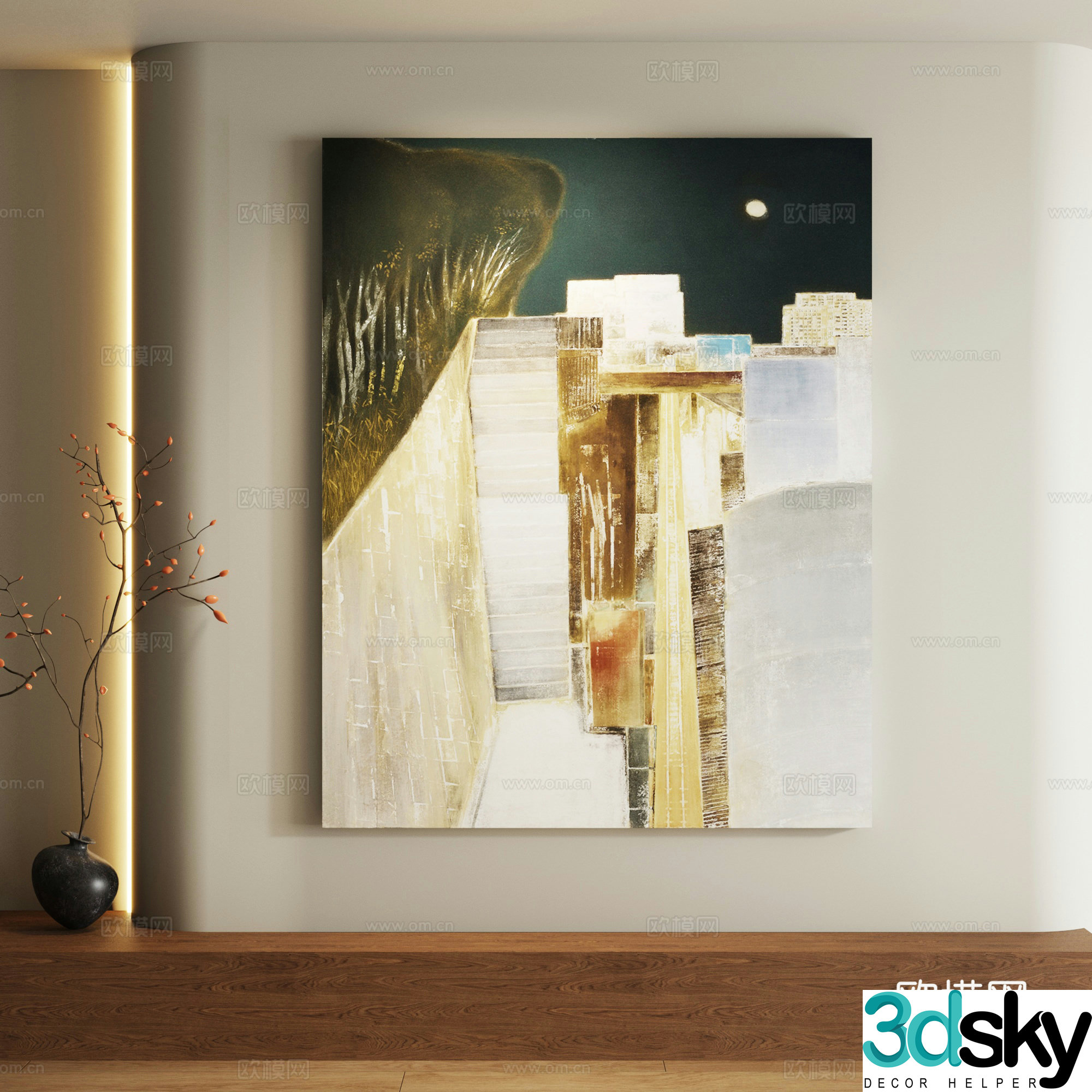 Modern abstract decorative painting 3d model