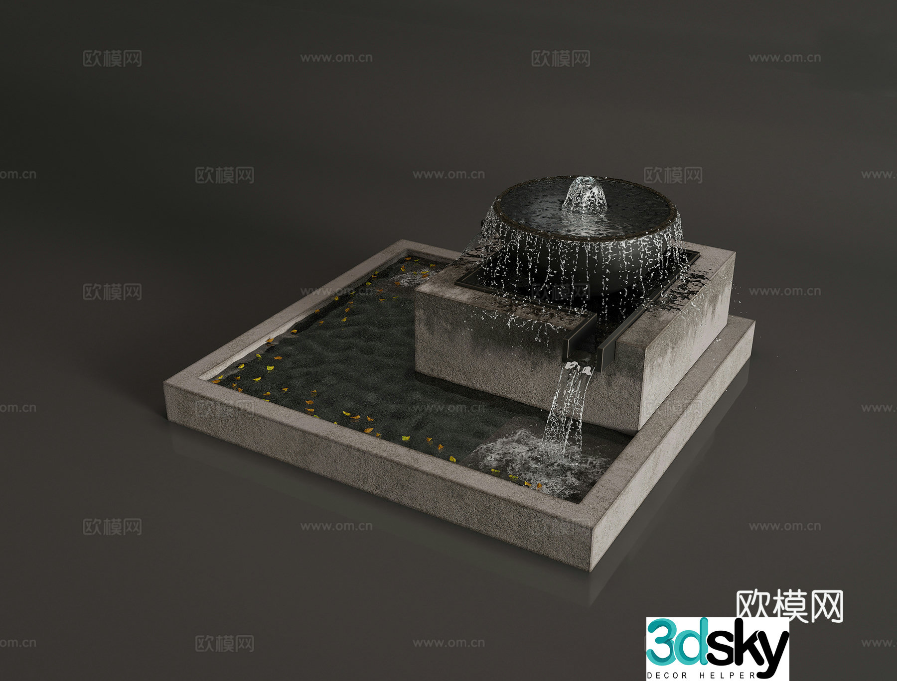 Modern fountain waterscape 3d model
