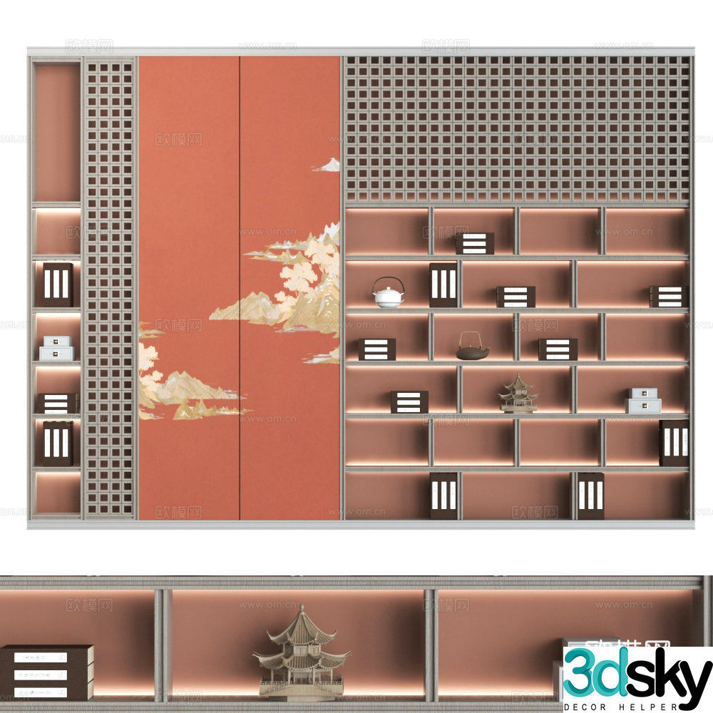 Decorative cabinet modern wall cabinet modern bookcase storage cabinet 3d model