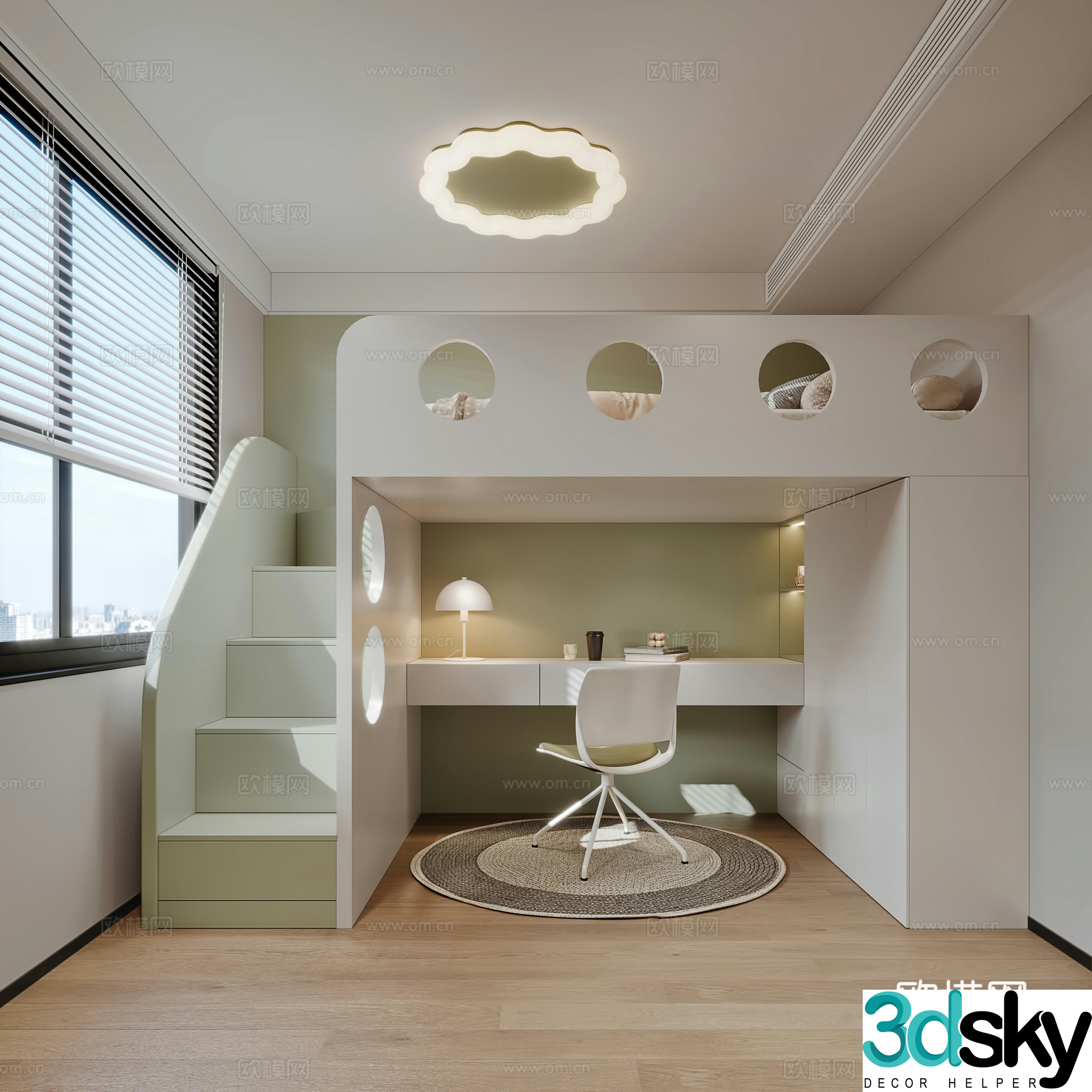 Modern children’s room bedroom 3d model