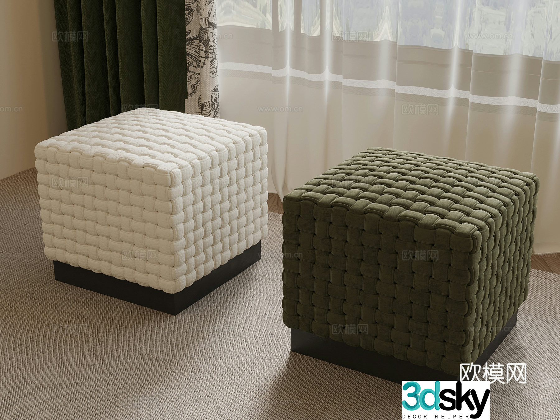 Modern sofa stool 3d model